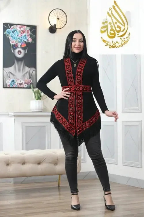 view of the Embroidered Chiffon Vest highlighting the lightweight chiffon fabric and elegant cut.