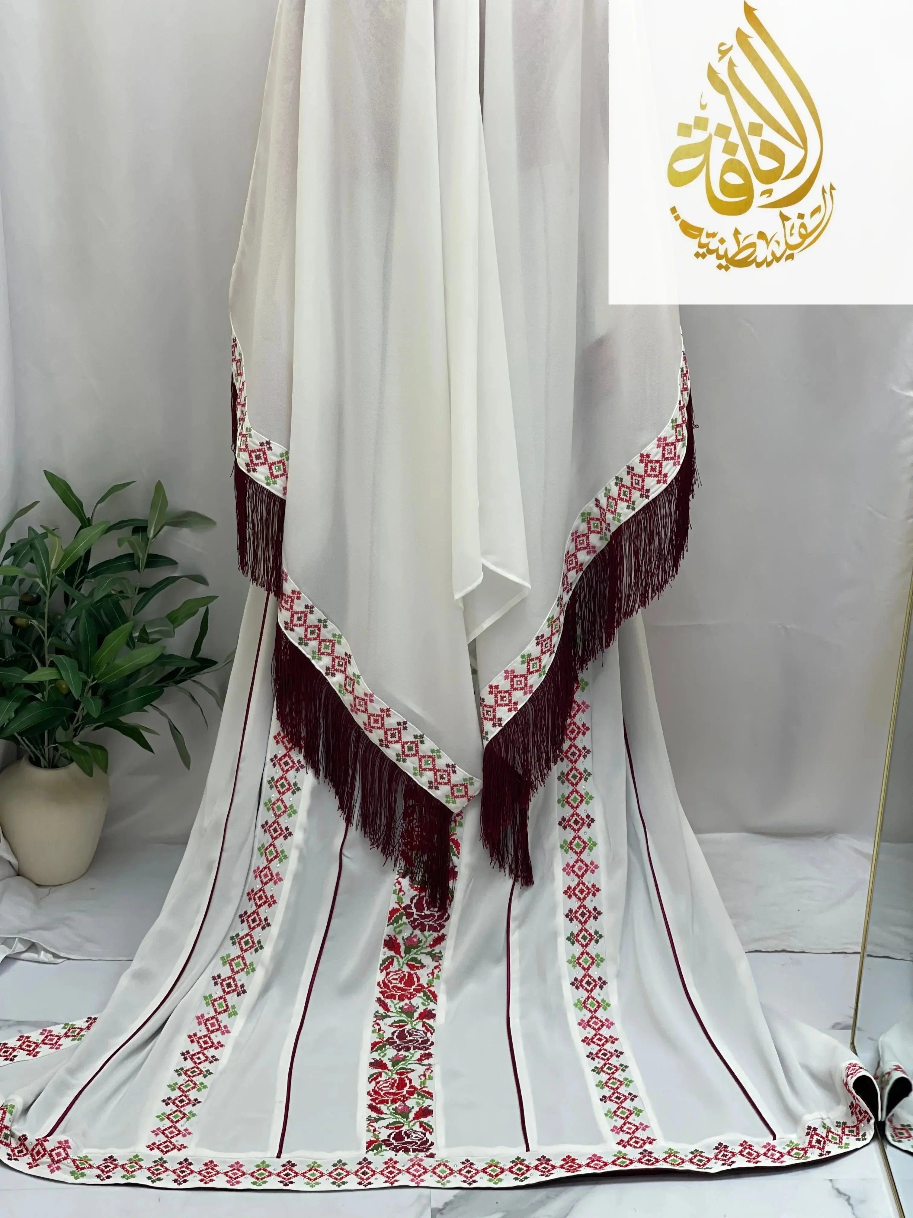 Embroidered Floral Bridal Thoub - Elegance for Your Special Day - Palestinian Elegance