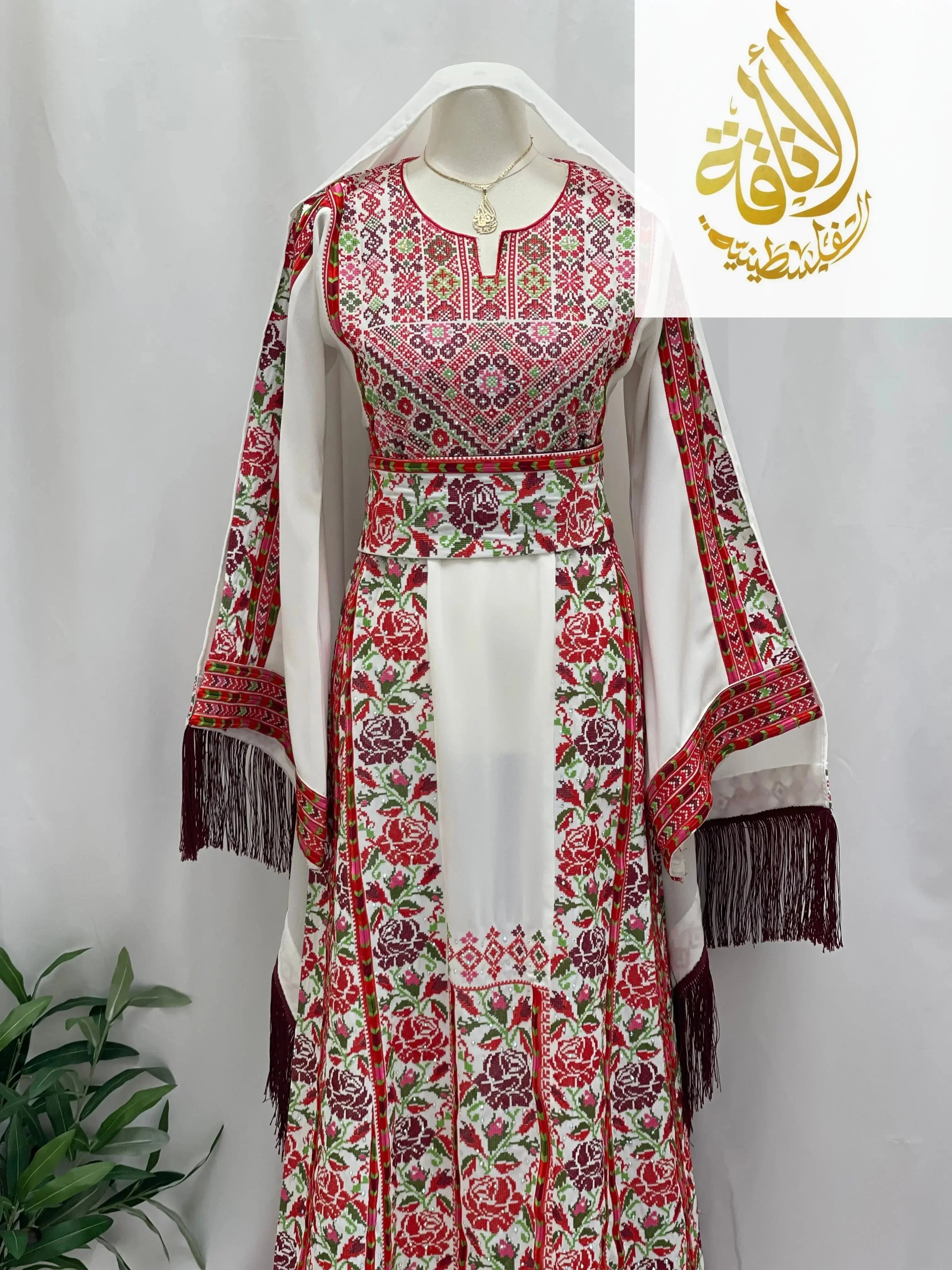 Embroidered Floral Bridal Thoub - Elegance for Your Special Day - Palestinian Elegance