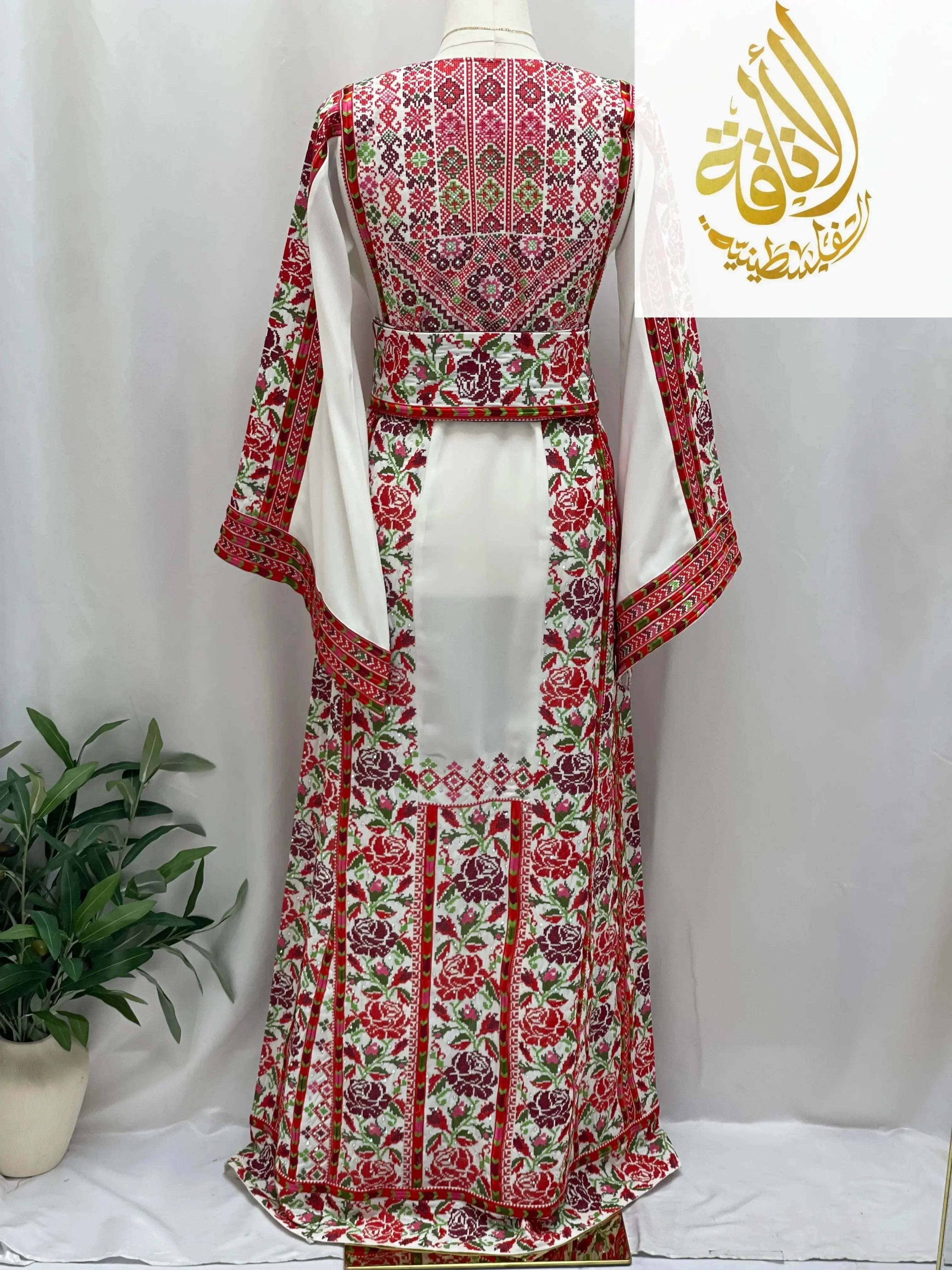Embroidered Floral Bridal Thoub - Elegance for Your Special Day - Palestinian Elegance