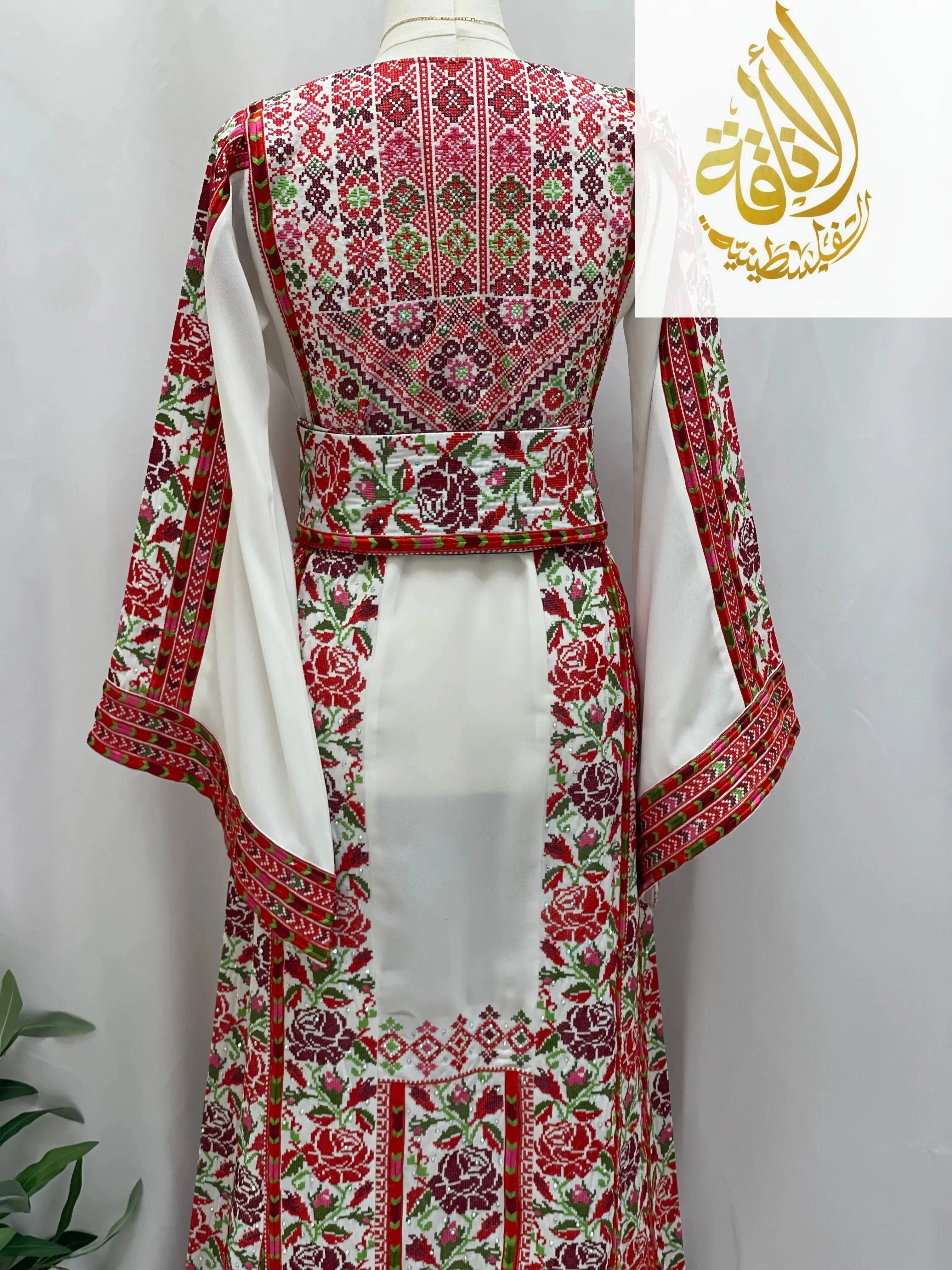 Embroidered Floral Bridal Thoub - Elegance for Your Special Day - Palestinian Elegance
