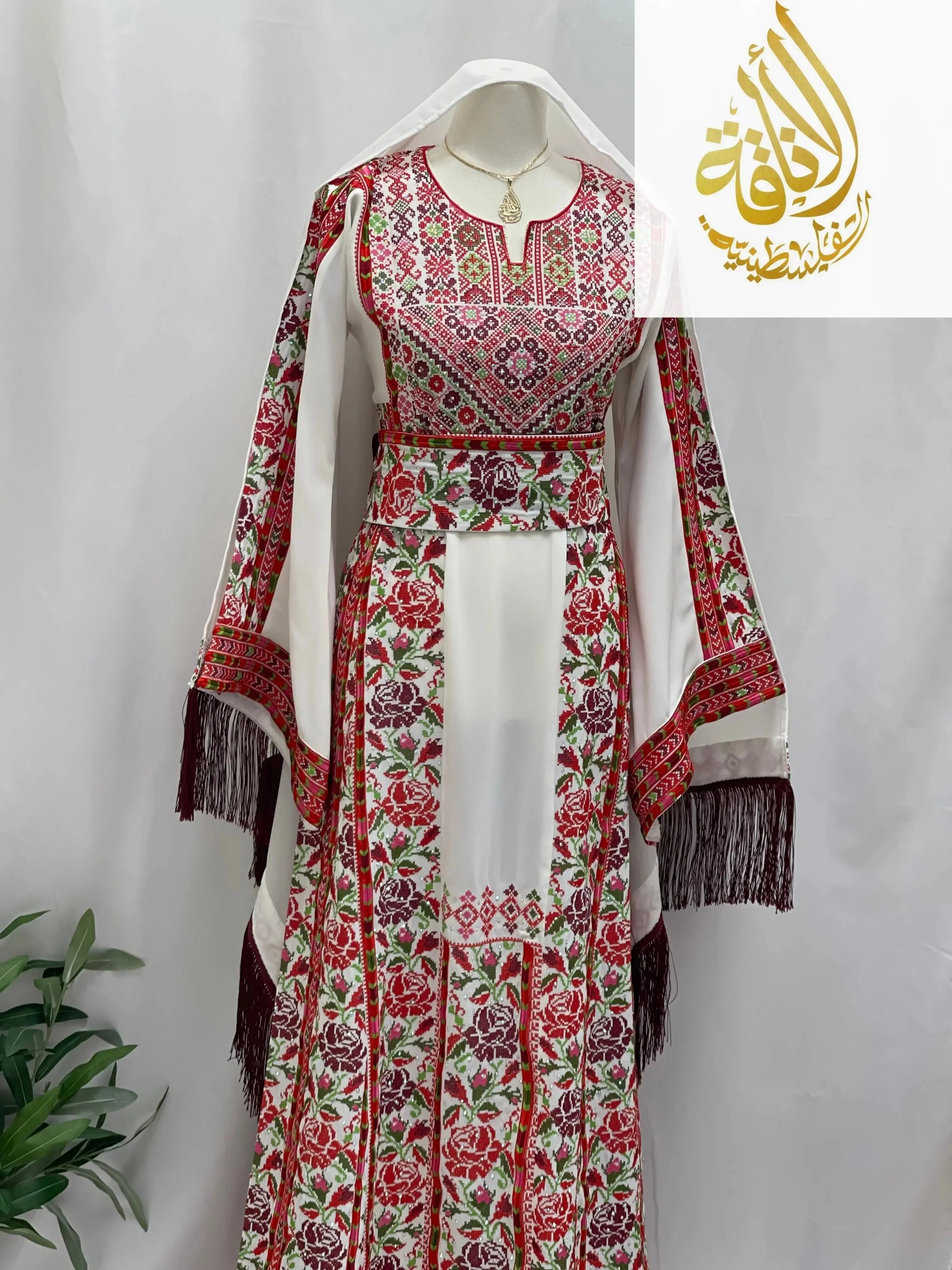 Embroidered Floral Bridal Thoub - Elegance for Your Special Day - Palestinian Elegance