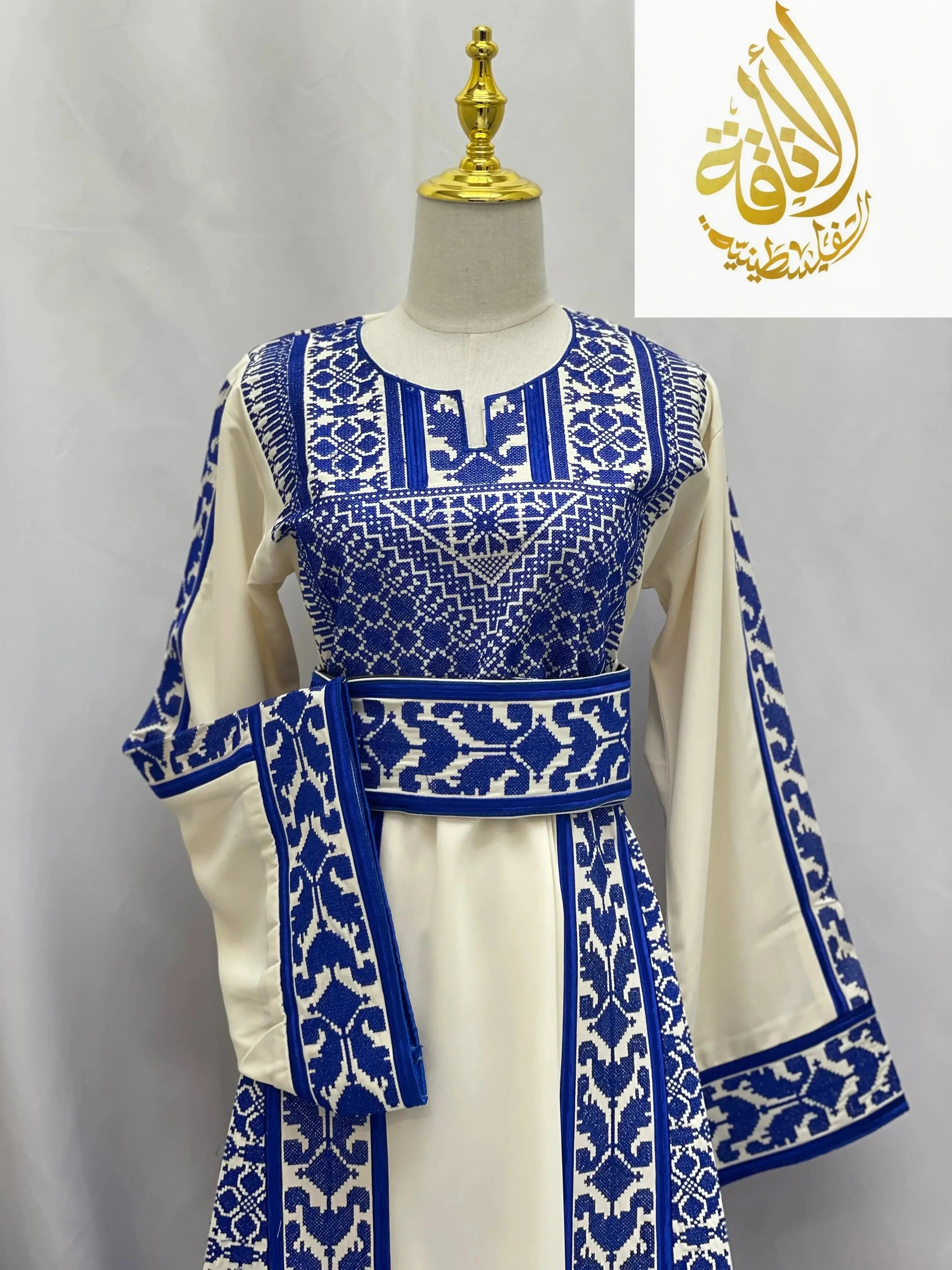 Embroidered Ivory-Royal Thoub: Luxurious Elegance & Unique Charm Palestinian Elegance