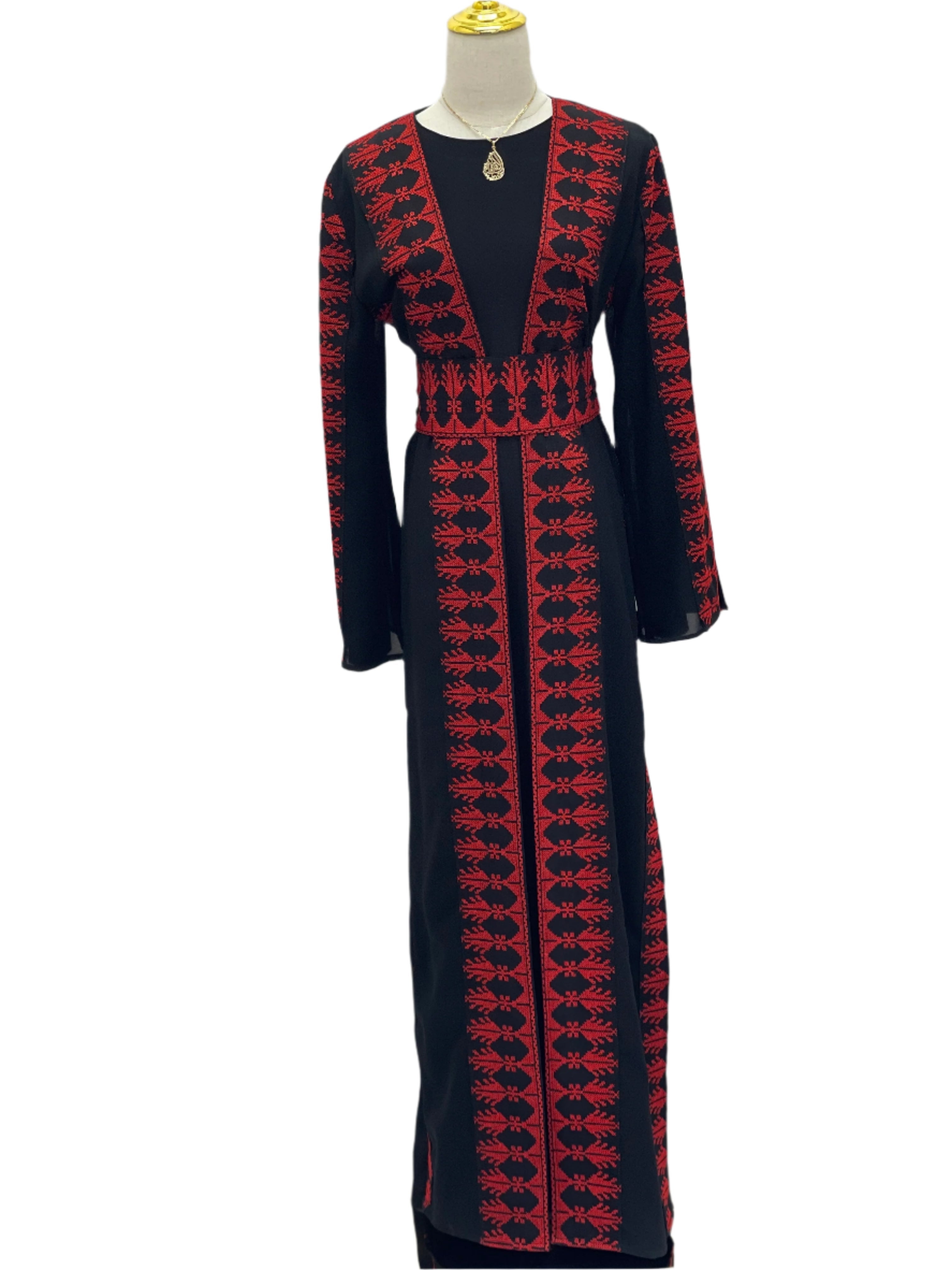 Embroidered chiffon Cardigan Palestinian Elegance