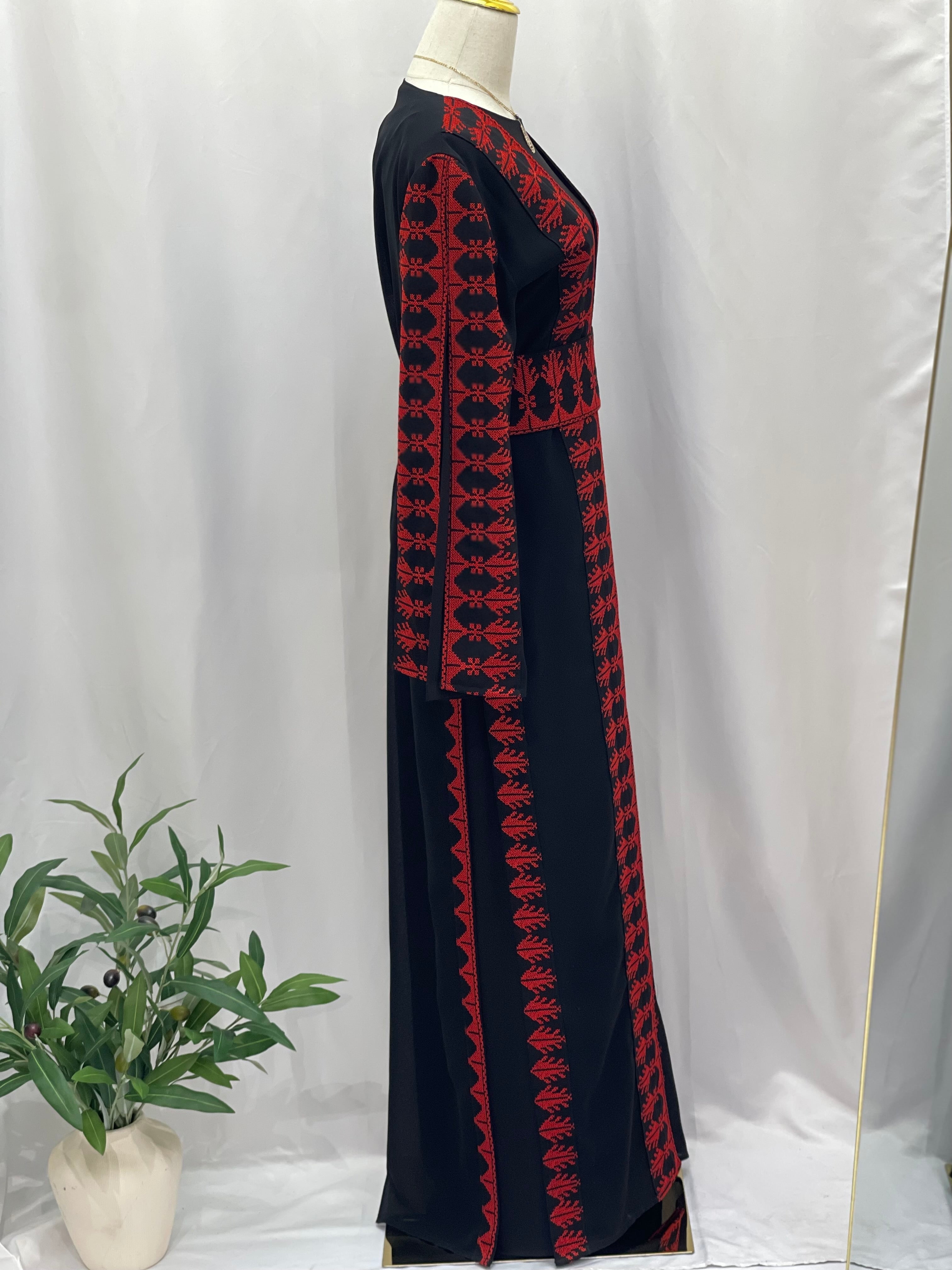 Embroidered chiffon Cardigan Palestinian Elegance