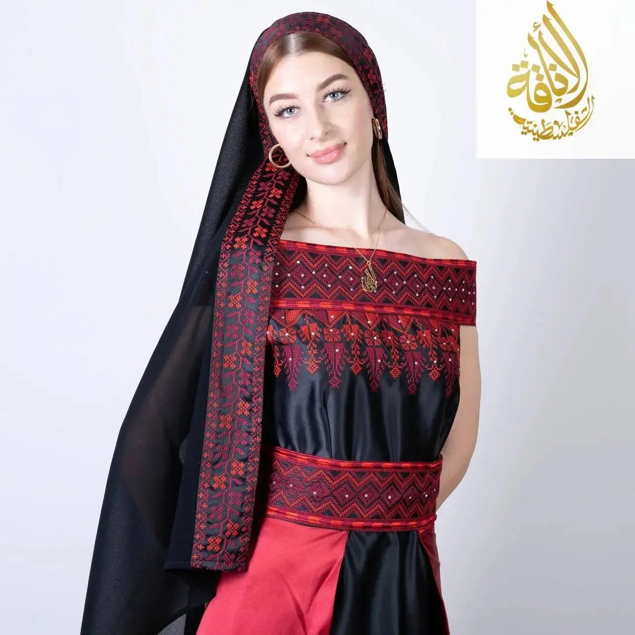 Exquisite Elegance: Embroidered Dress With Skirt Palestinian Elegance