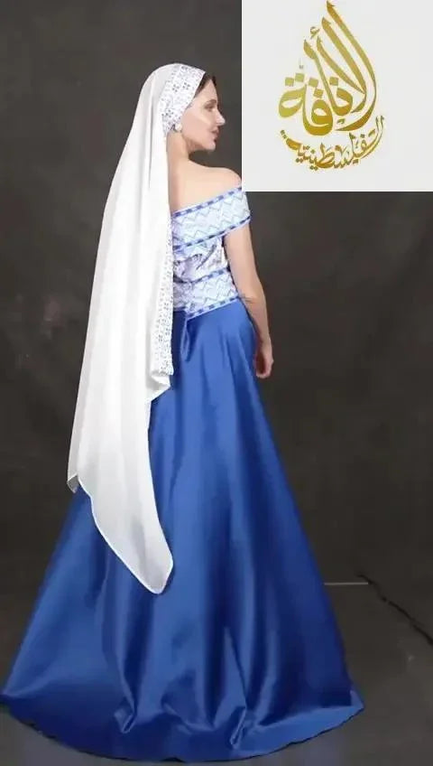 Exquisite Elegance: Embroidered Dress With Skirt Palestinian Elegance