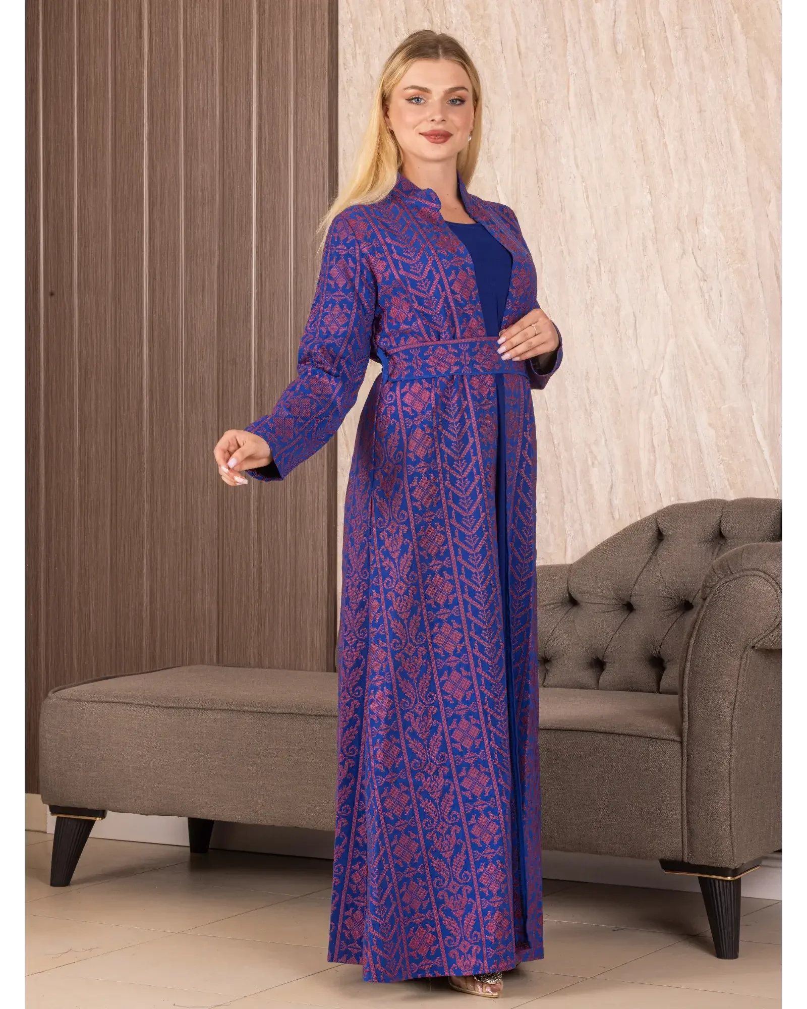 Embroidered Long Cardigan: Elegance and Sophistication Palestinian Elegance