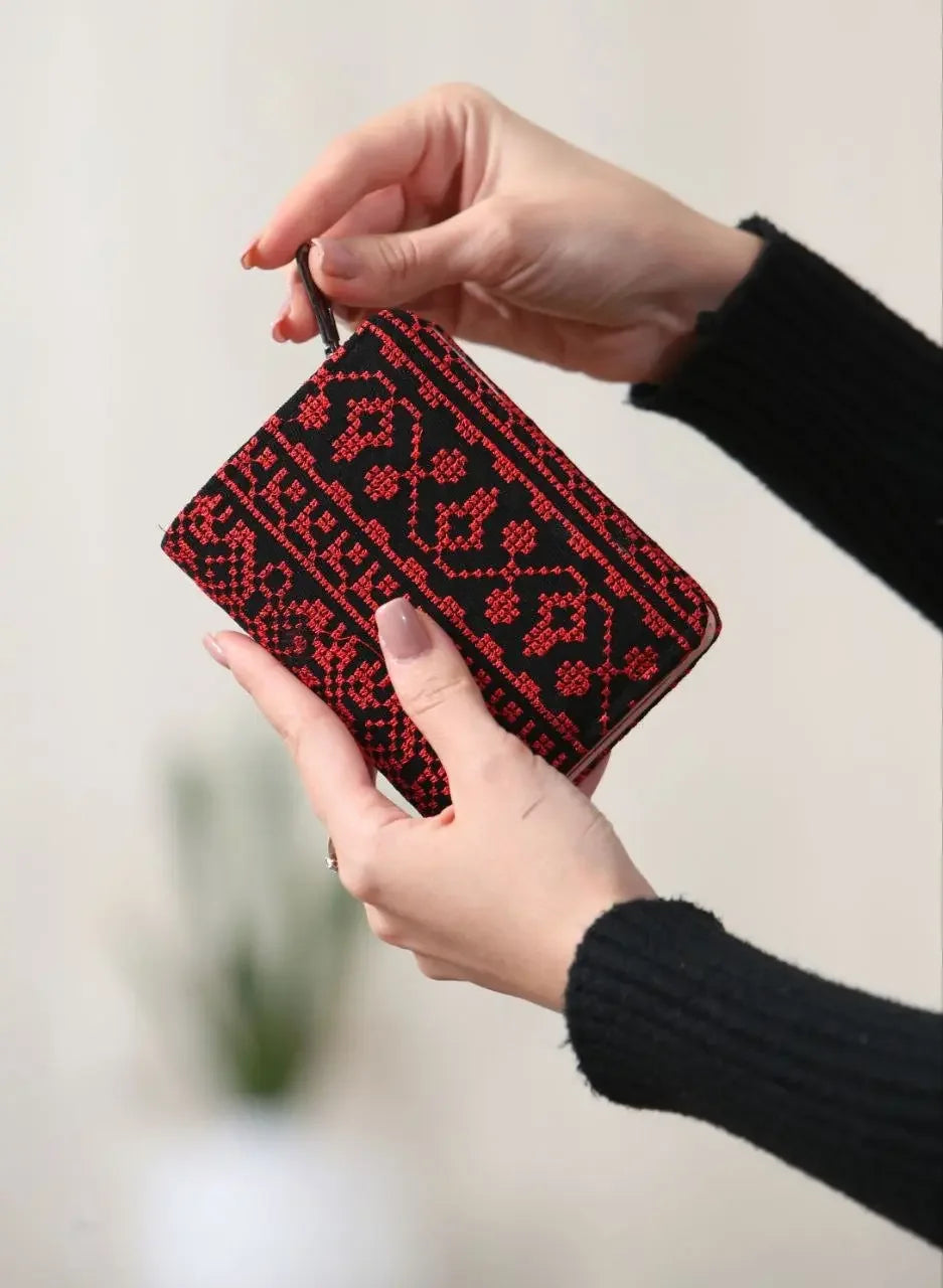 Elegant Medium Size Embroidered Wallet - Functional & Stylish Accessory Palestinian Elegance