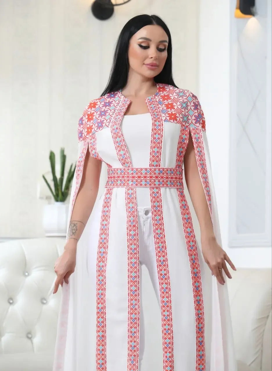 Multi-Color Embroidered Star Bisht – Elegant and Stylish Wardrobe Essential Palestinian Elegance