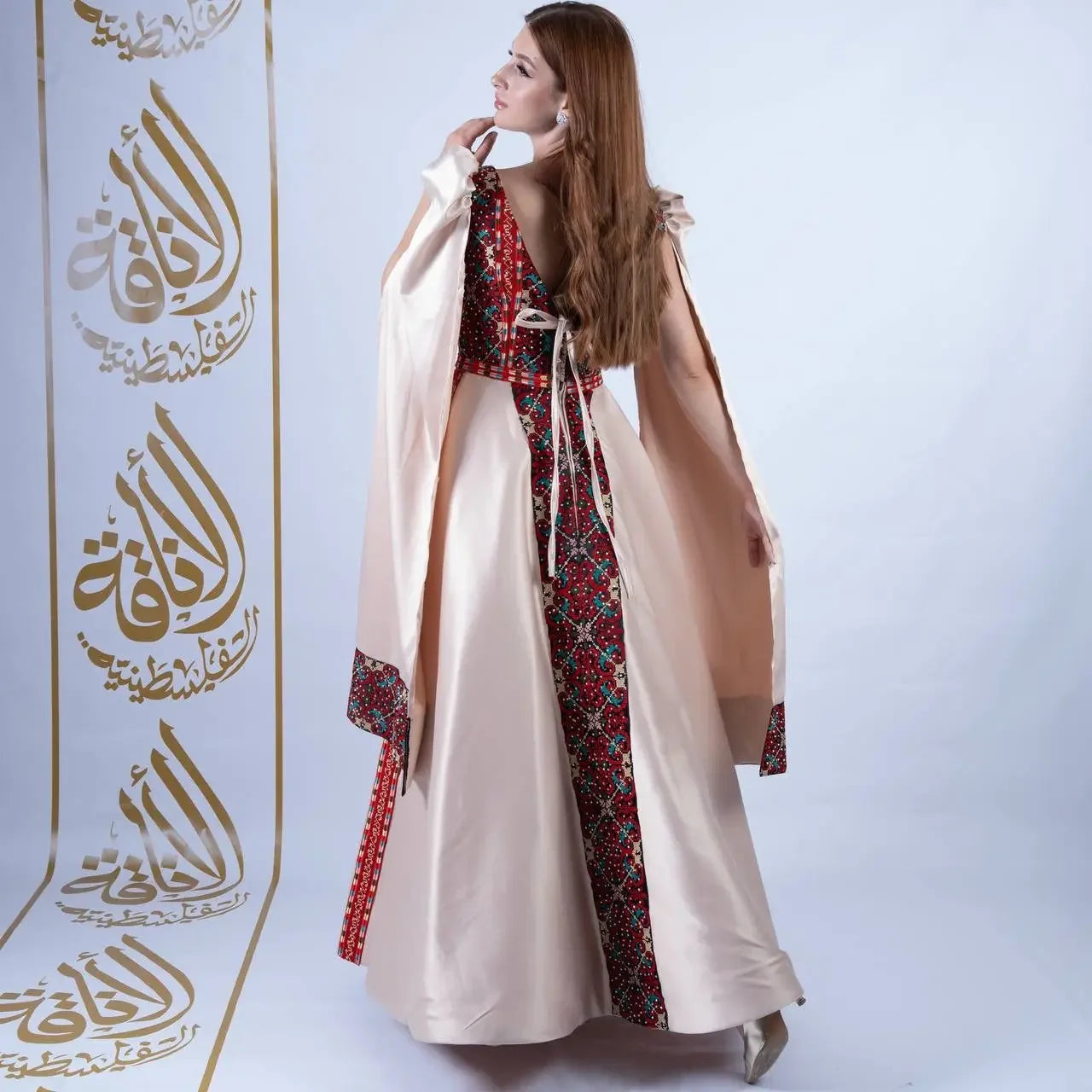 Intricate Tatreez Embroidery Ball Gown: Elegance and Cultural Heritage Palestinian Elegance