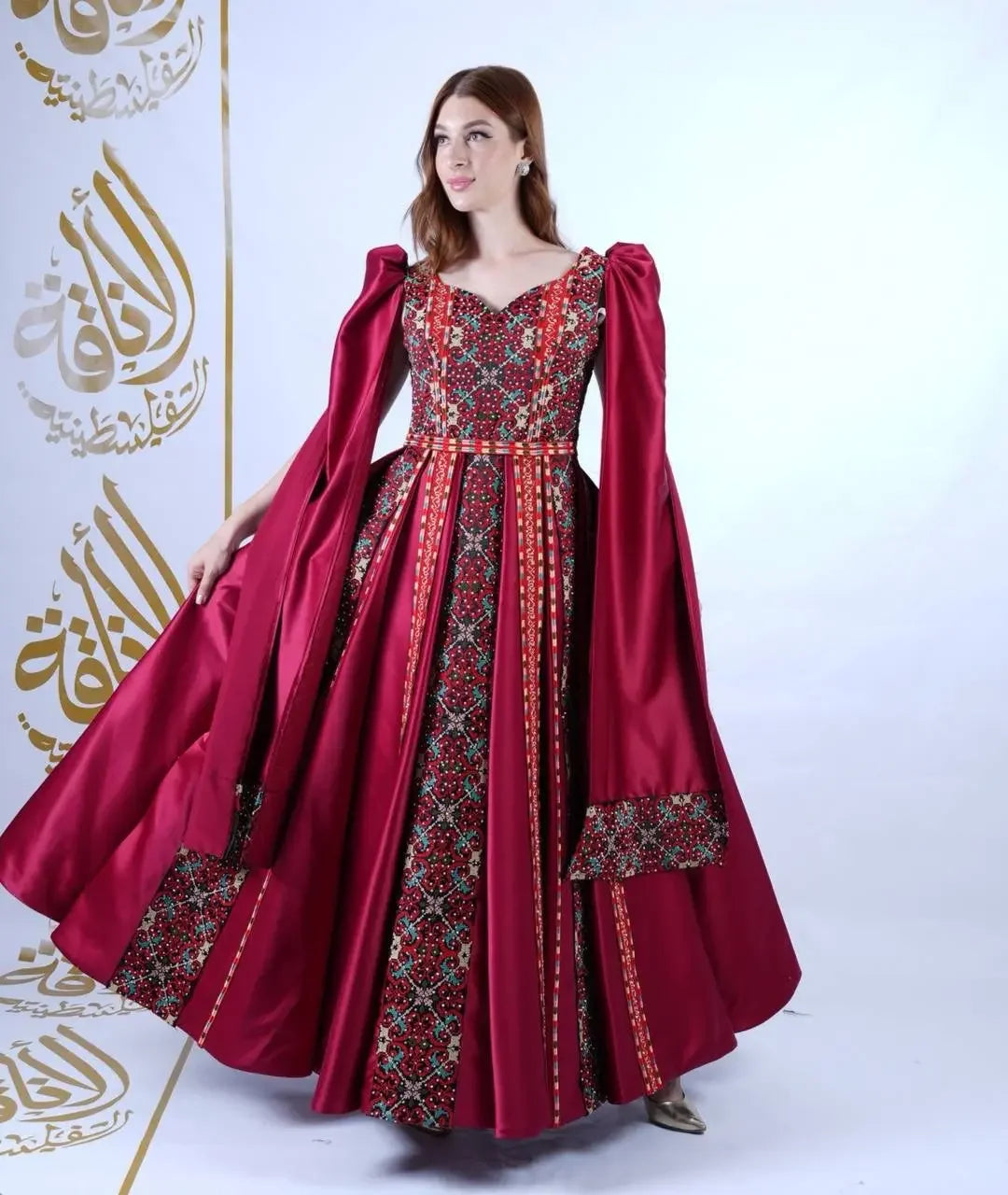 Intricate Tatreez Embroidery Ball Gown: Elegance and Cultural Heritage Palestinian Elegance