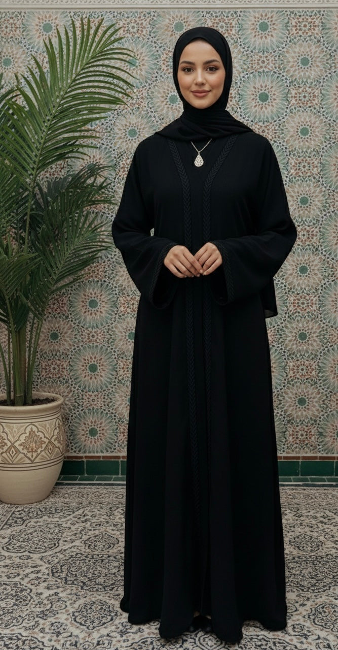 Classic Black Abaya - Palestinian Elegance