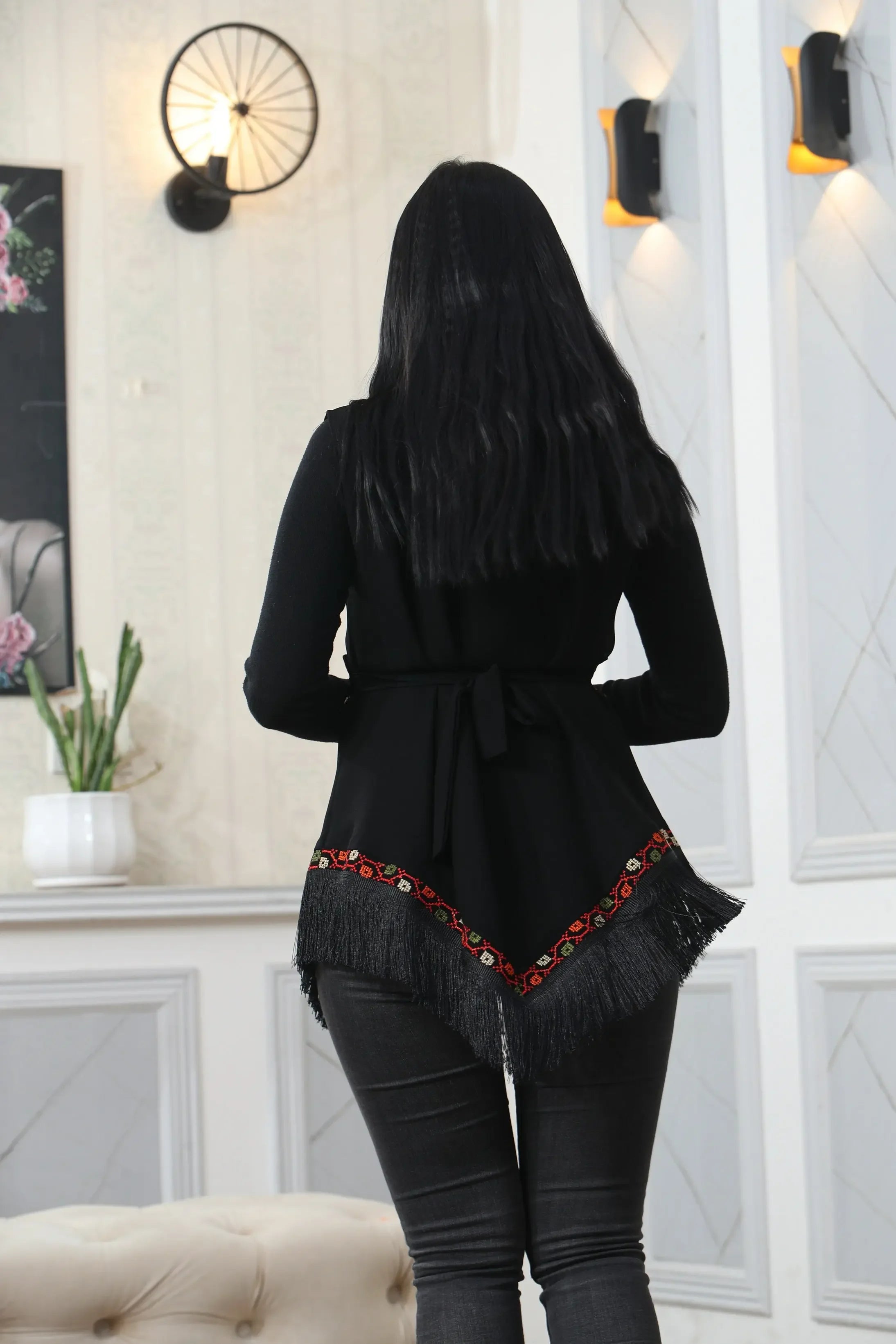 Embroidered Chiffon Vest Palestinian Elegance