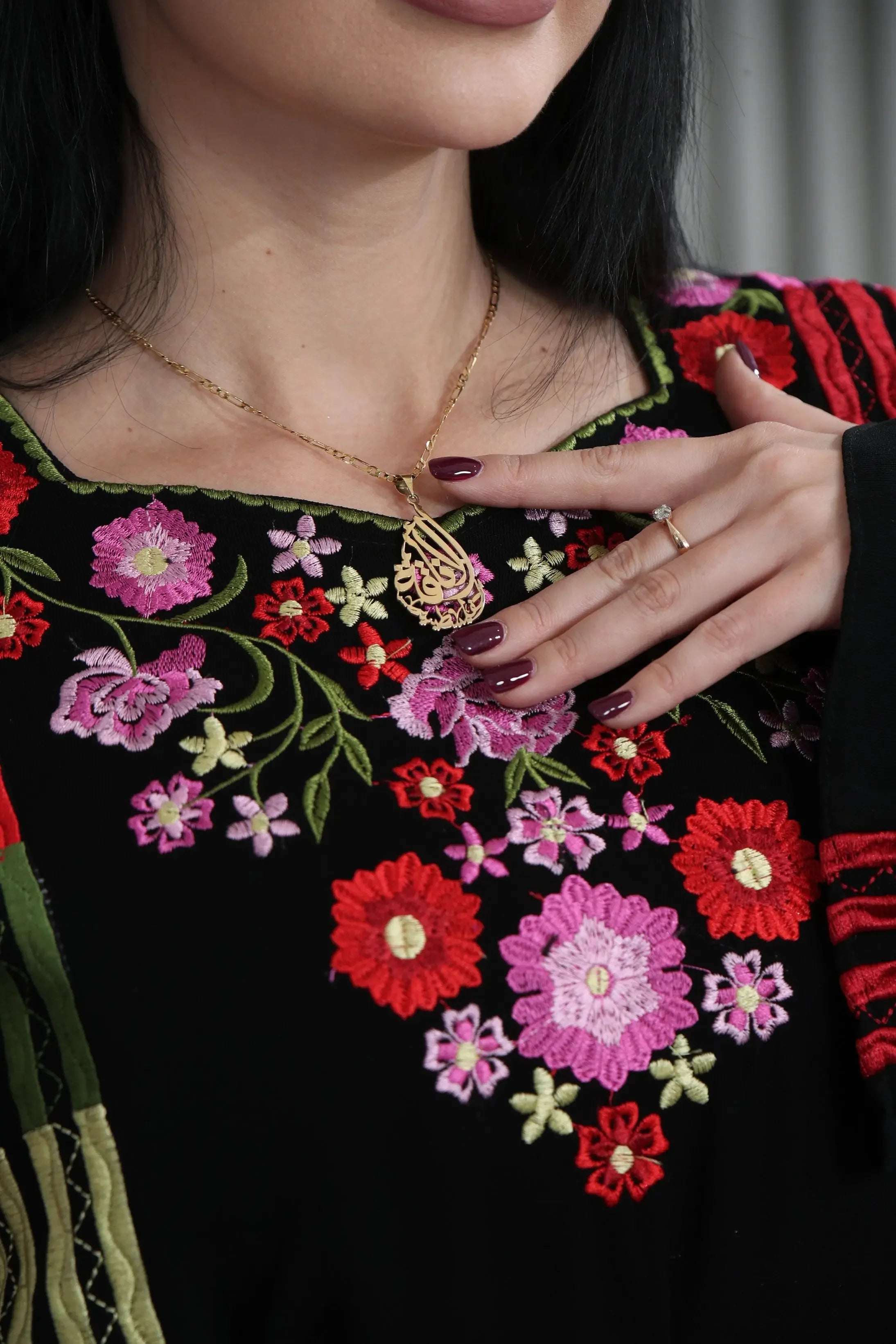 Vibrant Elegance: The Embroidered Multicolored Thoub Palestinian Elegance