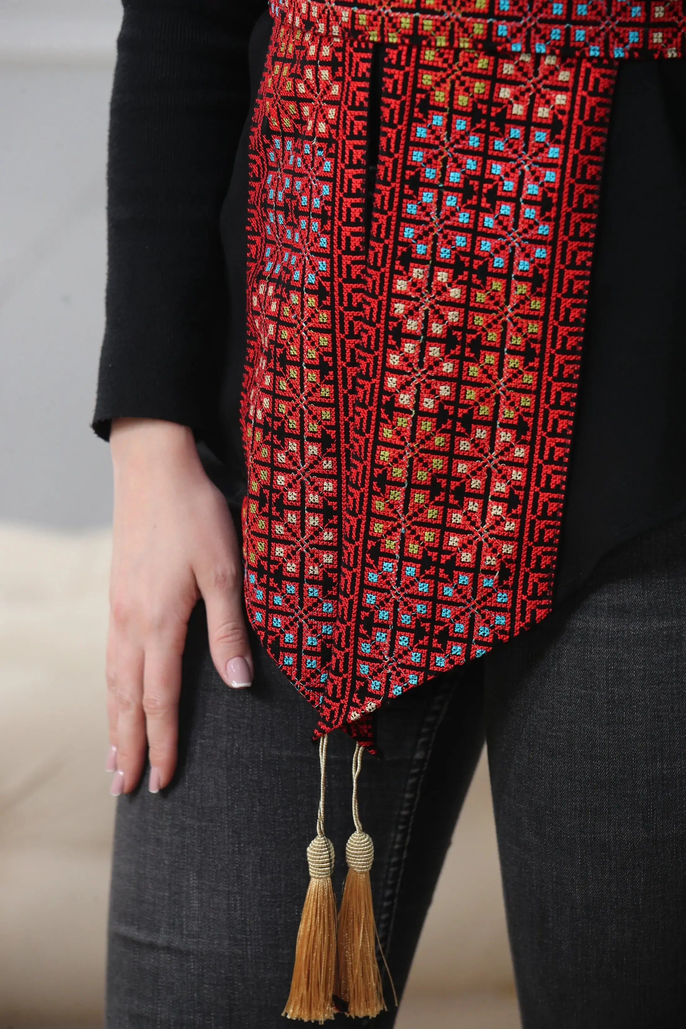 Chiffon Colorful Embroidered Vest - Vibrant & Stylish Layer Palestinian Elegance