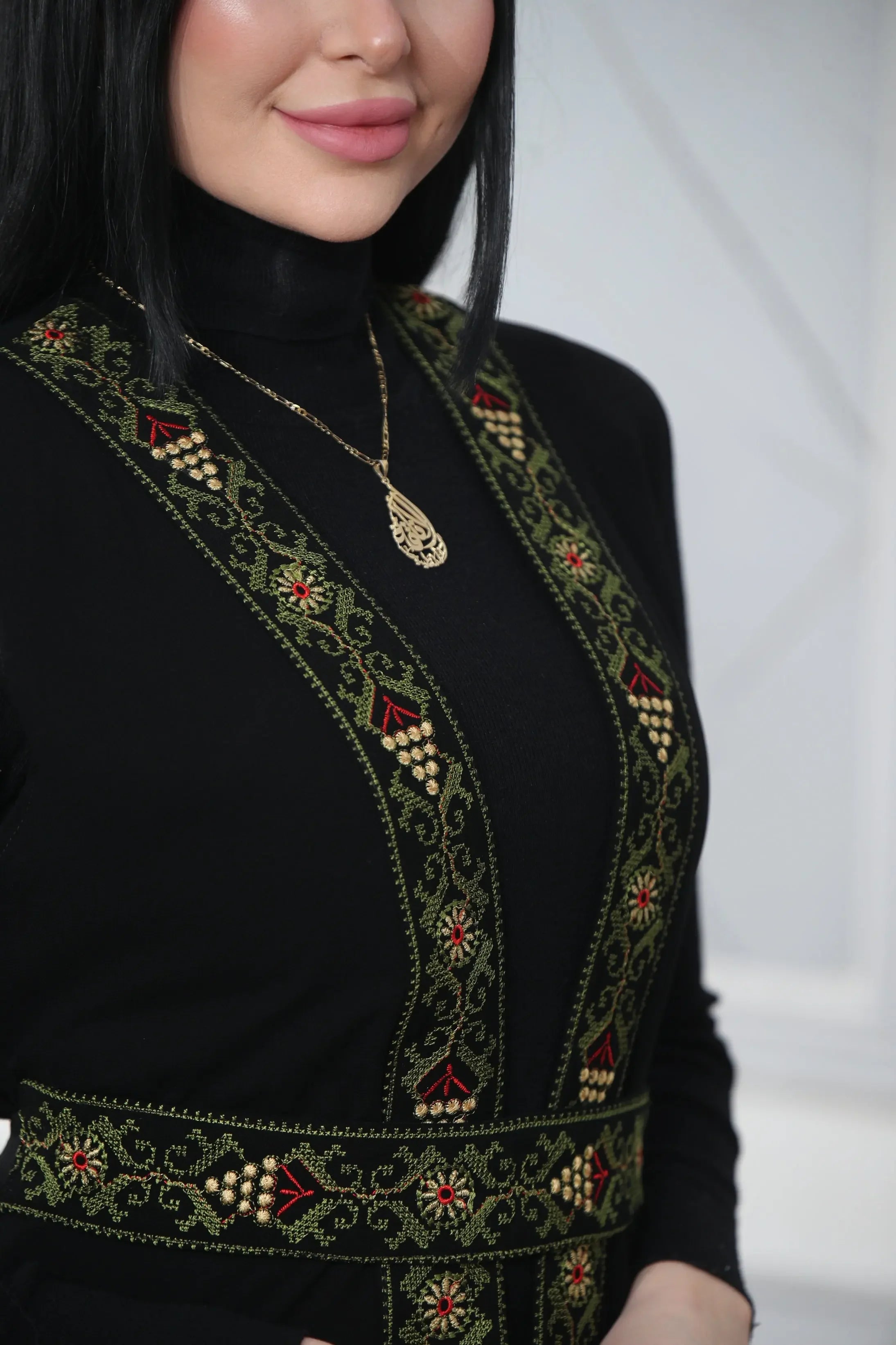 Embroidered Chiffon Vest Palestinian Elegance