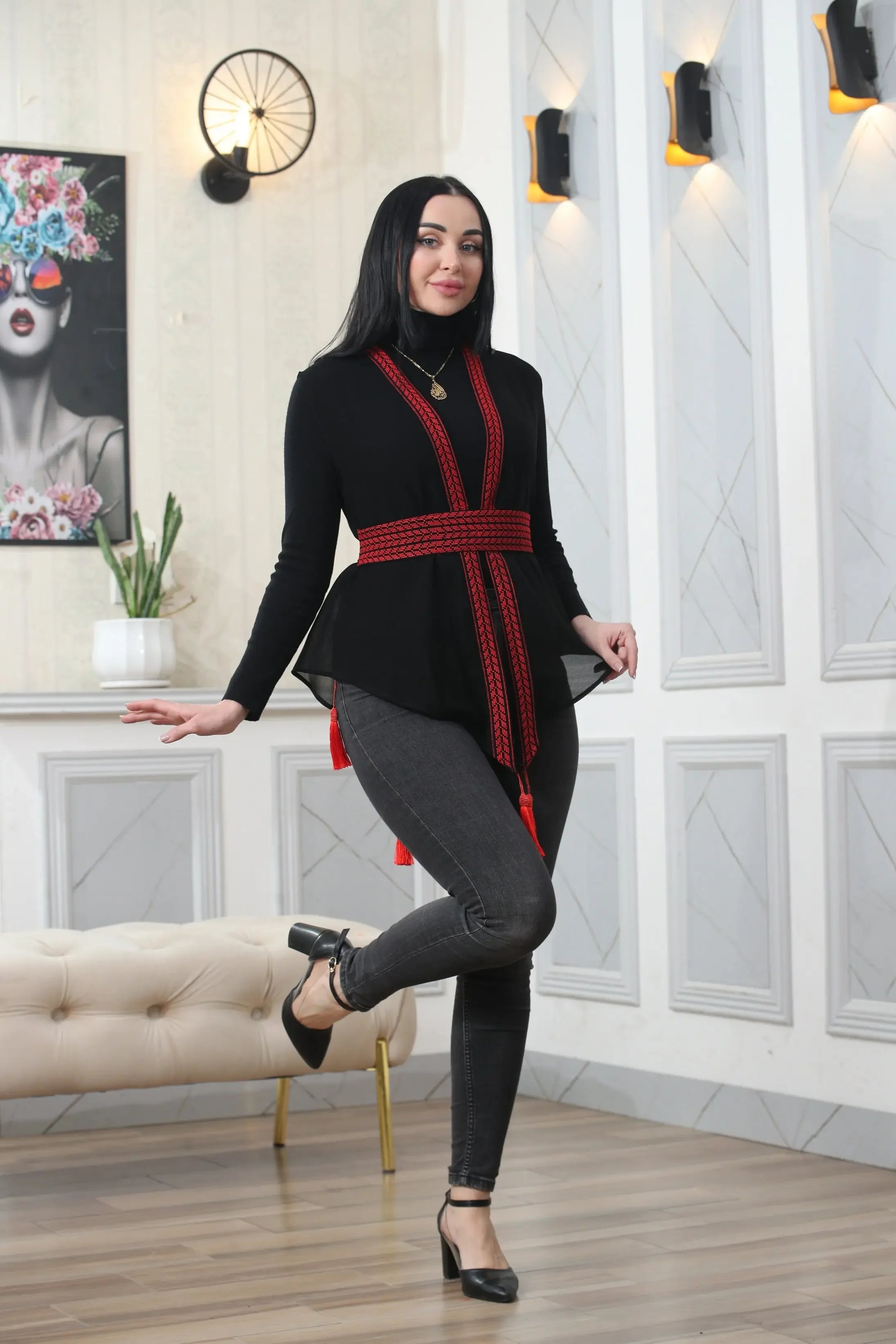 Chiffon Colorful Embroidered Vest - Vibrant & Stylish Layer Palestinian Elegance