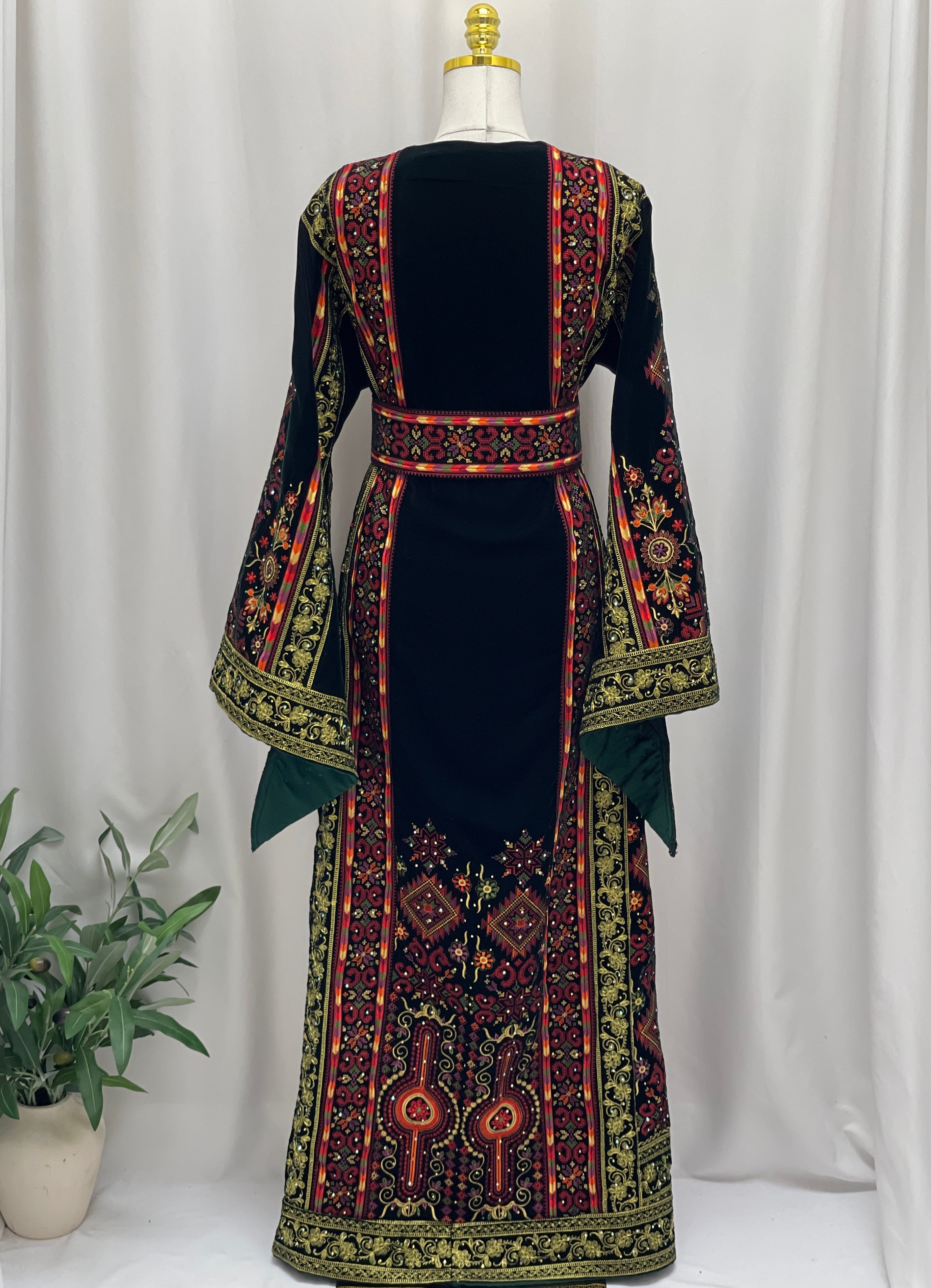 Al-Zaytoona EmbroideredVelvet Thobe - Palestinian Elegance
