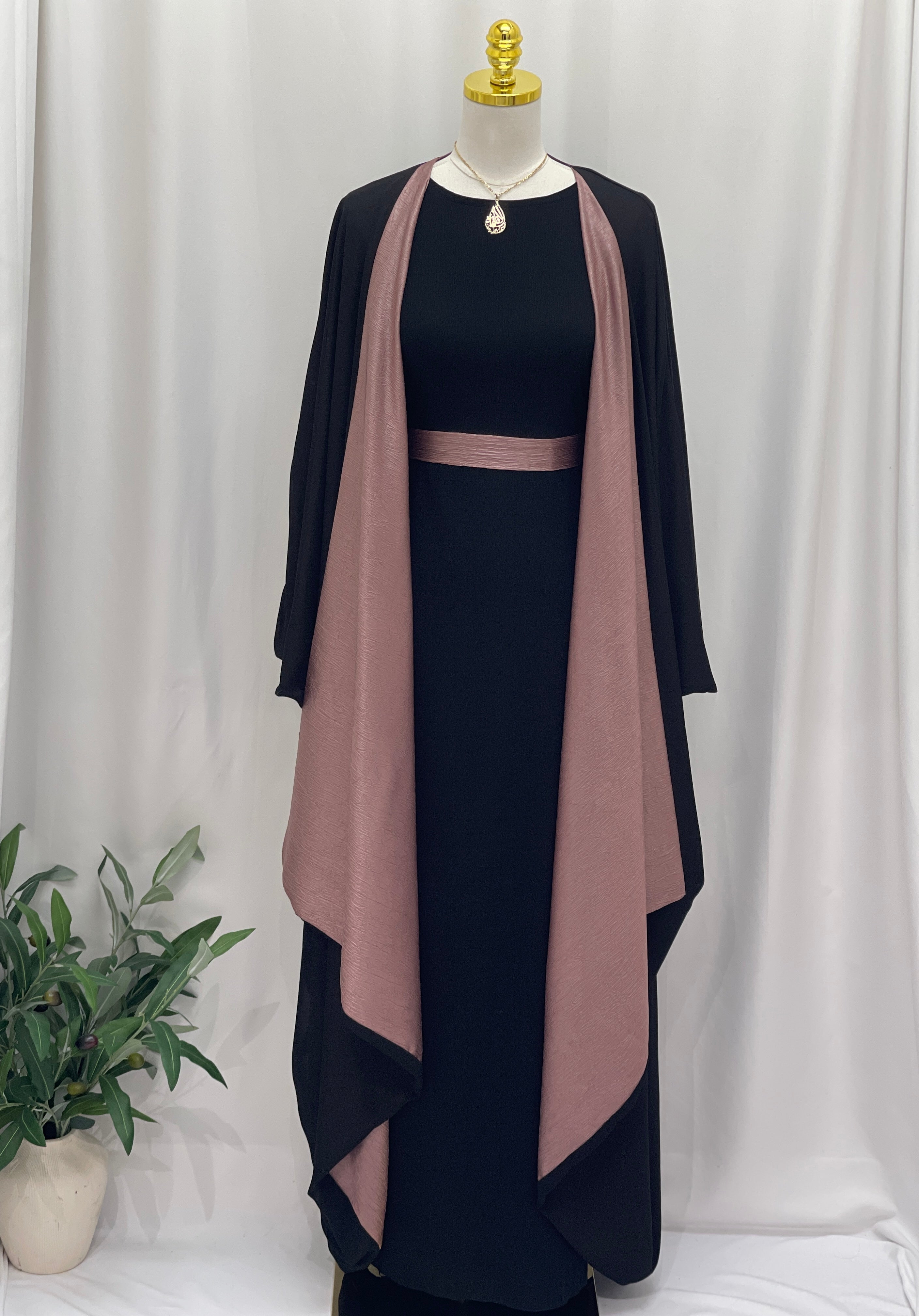 Reversible Satin-Crepe Abaya