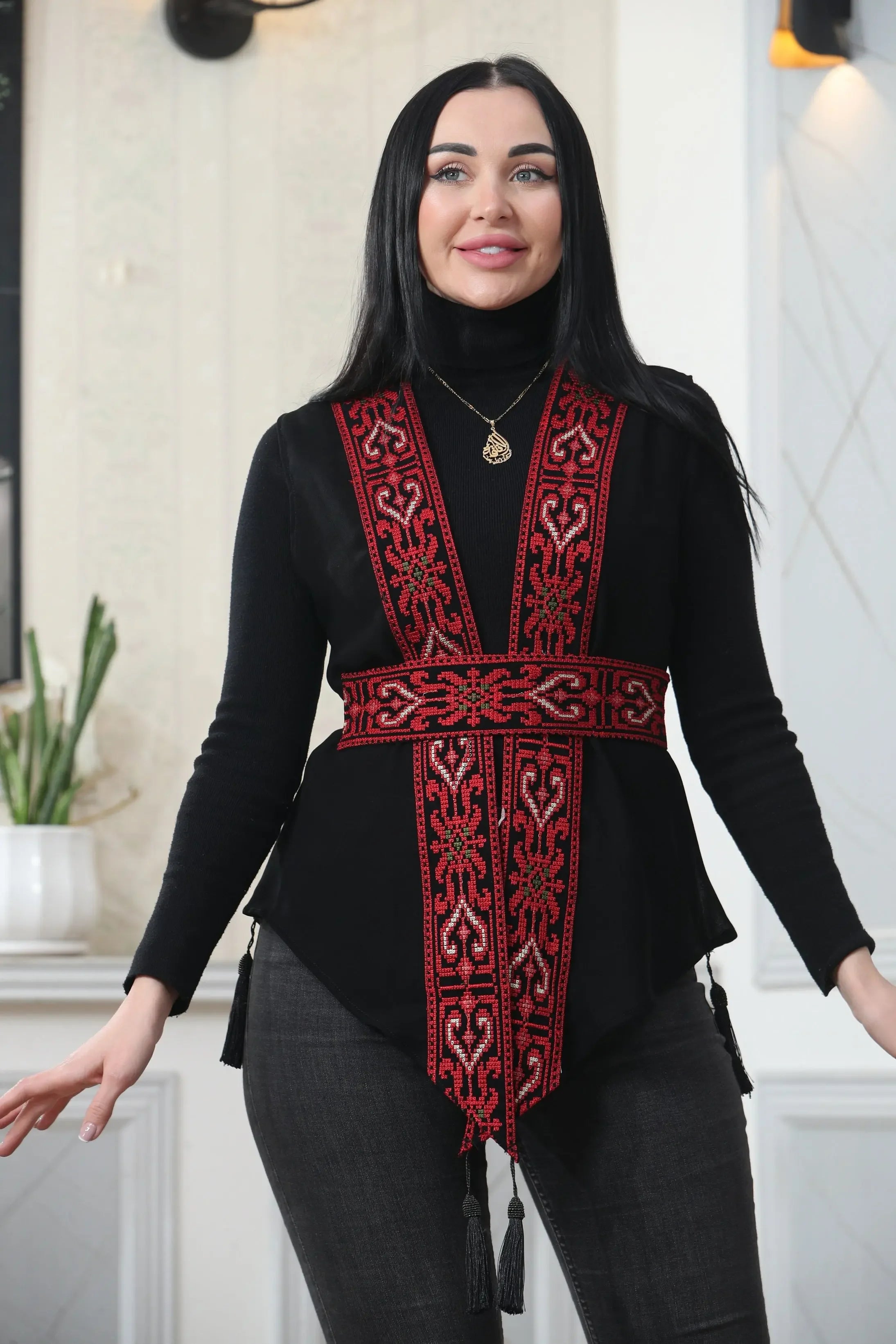 Chiffon Colorful Embroidered Vest - Vibrant & Stylish Layer Palestinian Elegance