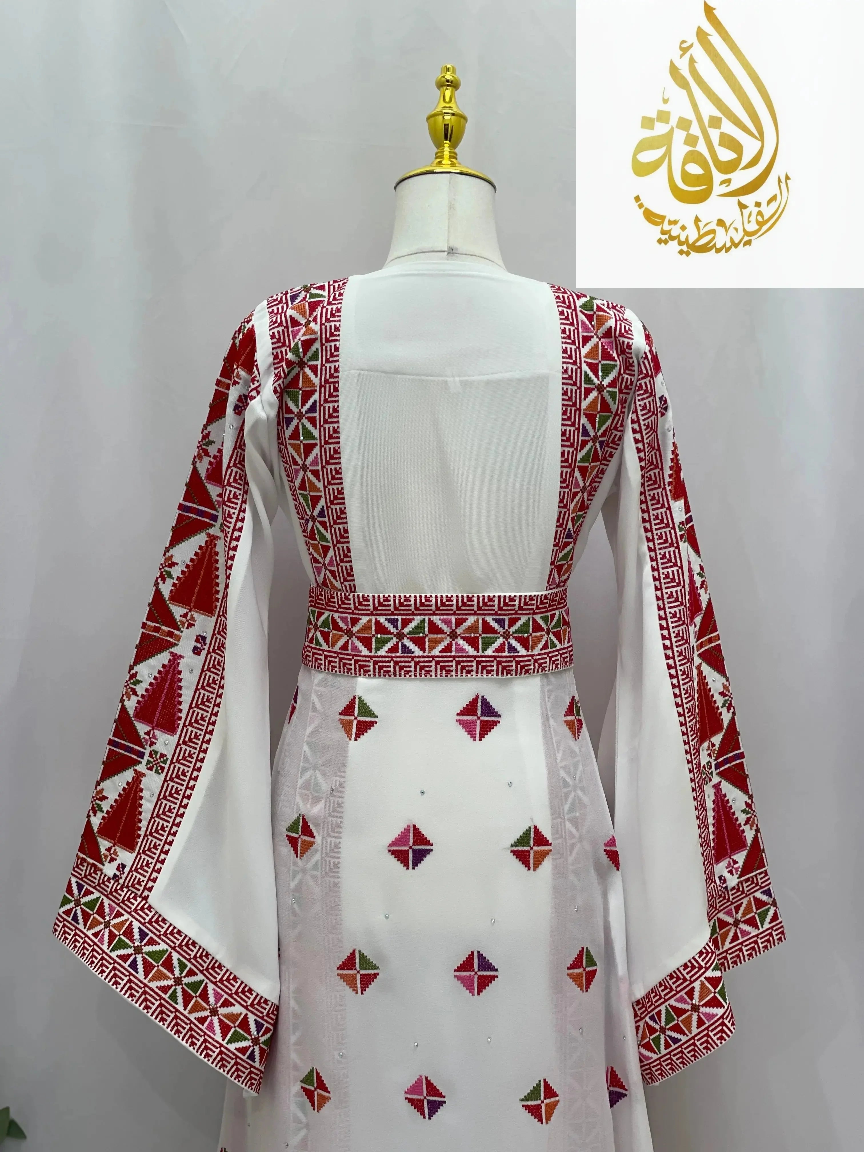 Falahi thoub with overskirt Embroidered Dress and khirka - Palestinian Elegance