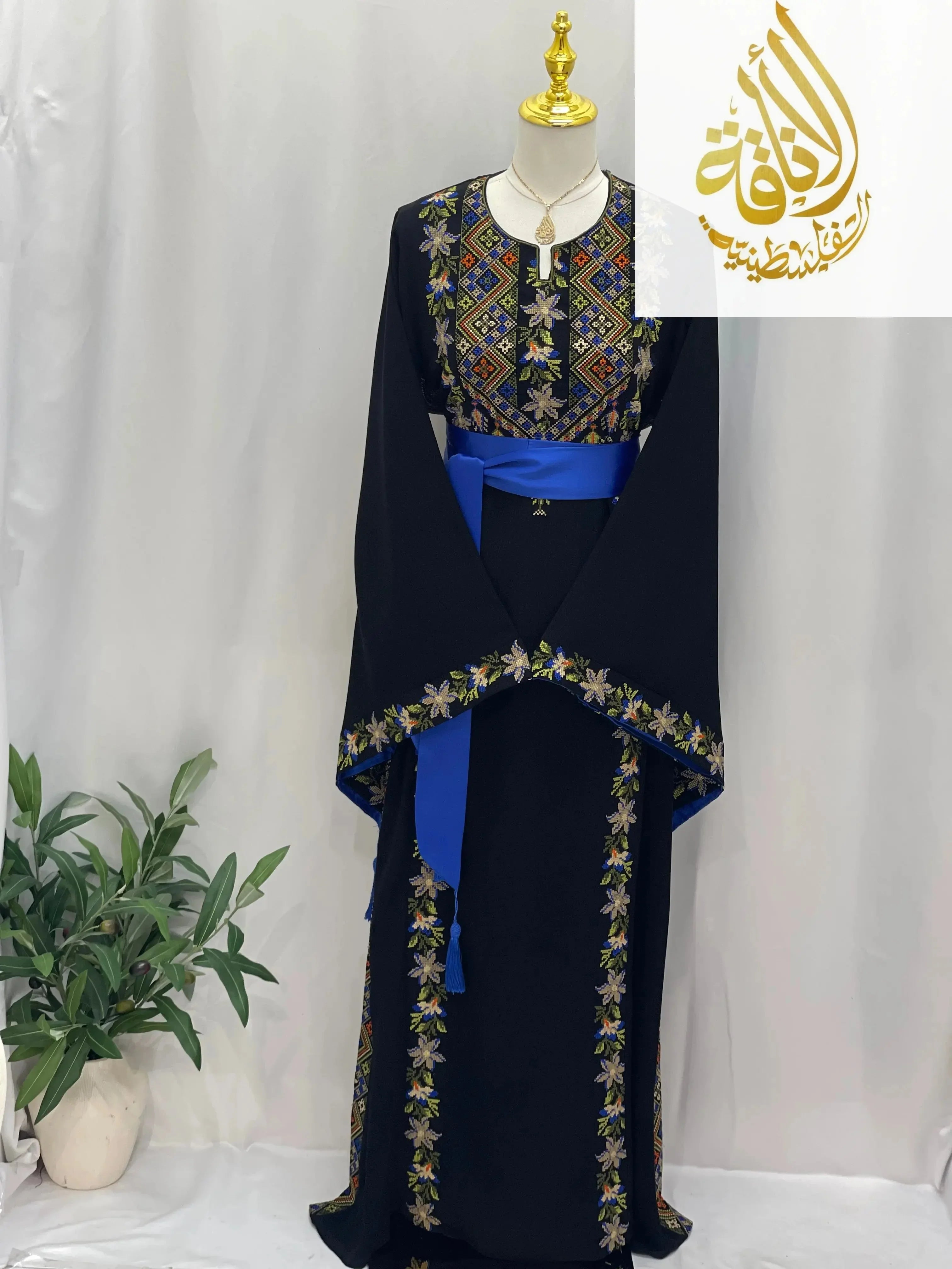 Flora Embroidered Thoub – Delicate Floral Elegance - Palestinian Elegance