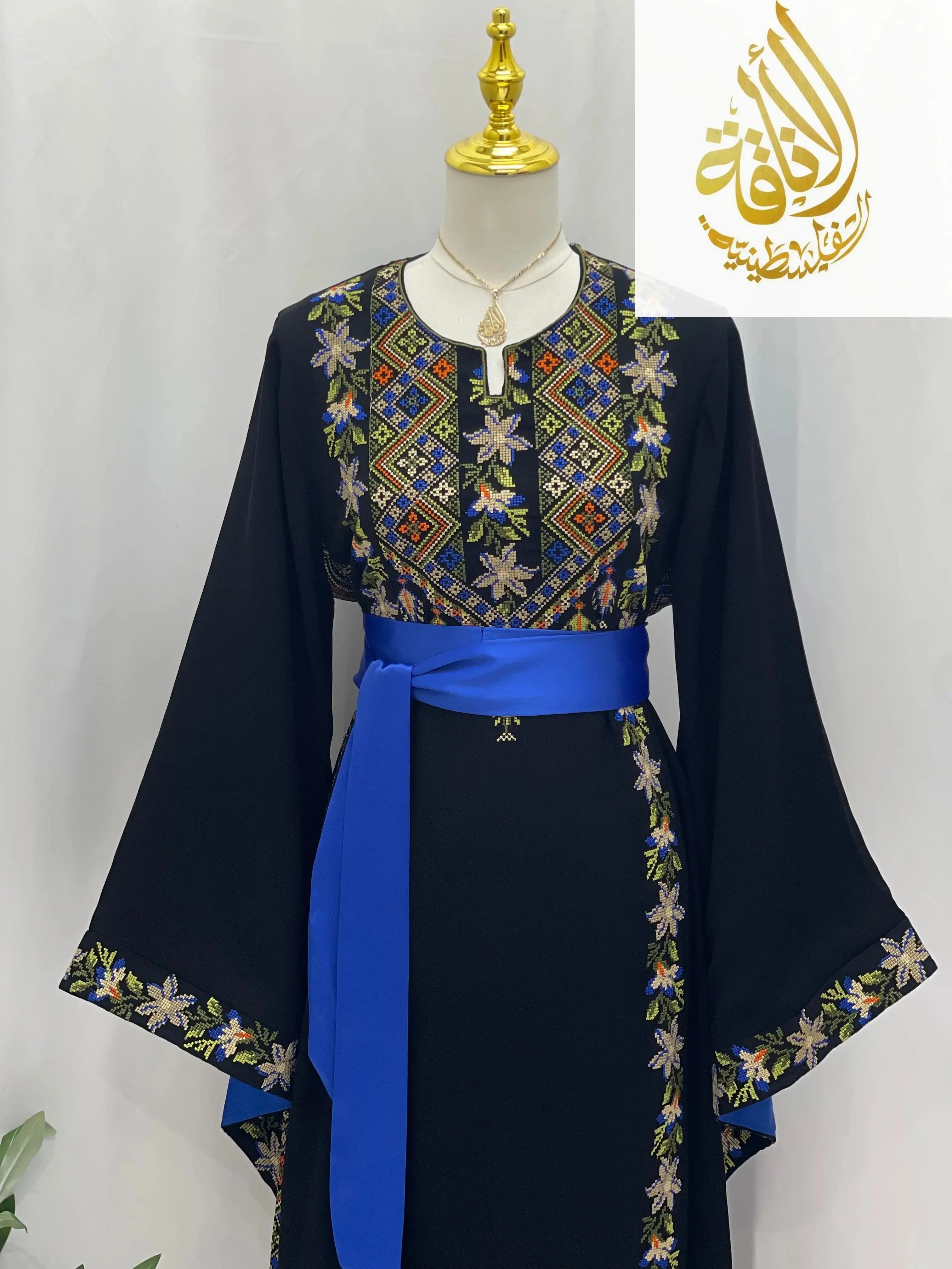 Flora Embroidered Thoub – Delicate Floral Elegance - Palestinian Elegance