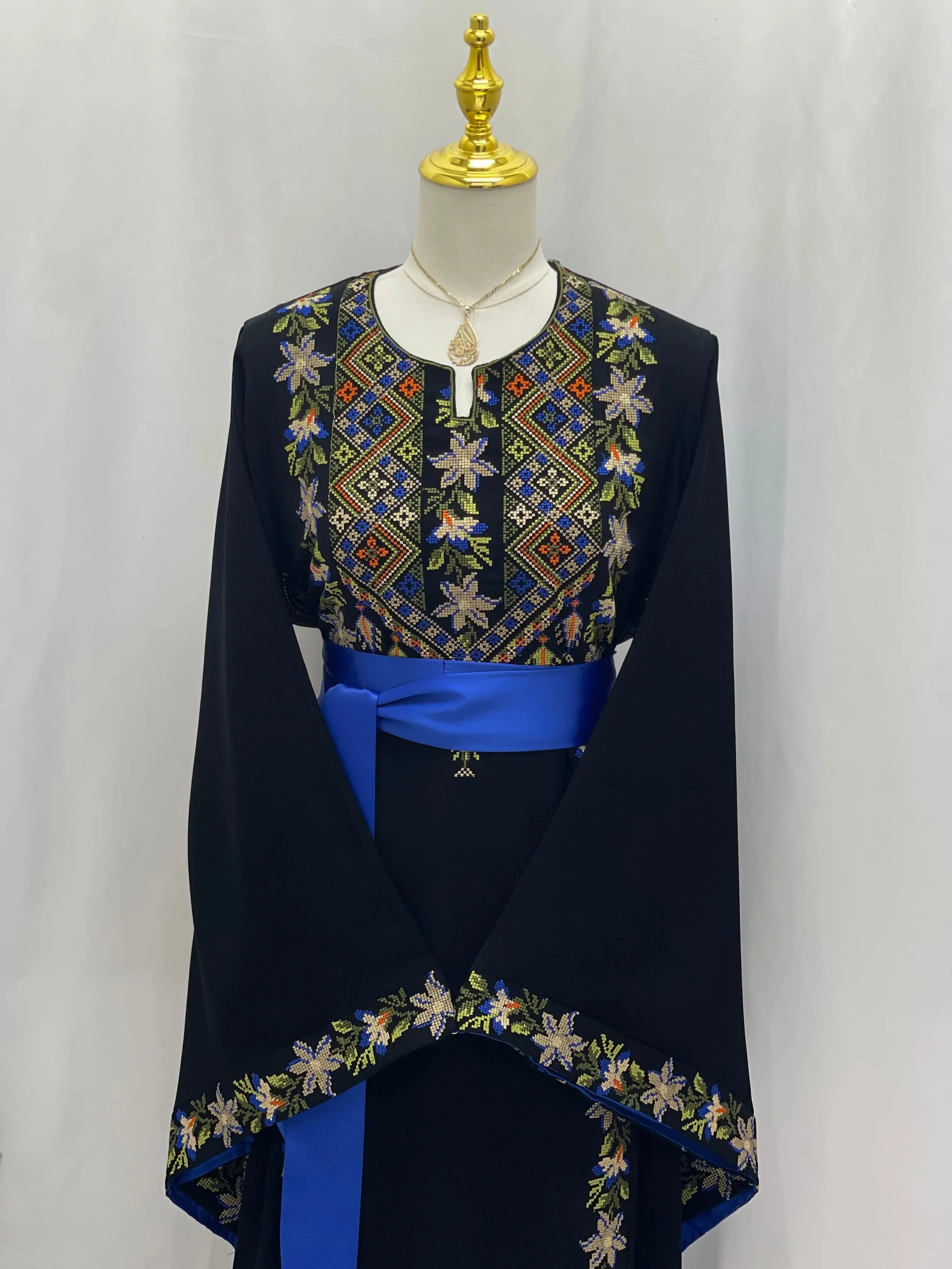 Flora Embroidered Thoub – Delicate Floral Elegance - Palestinian Elegance