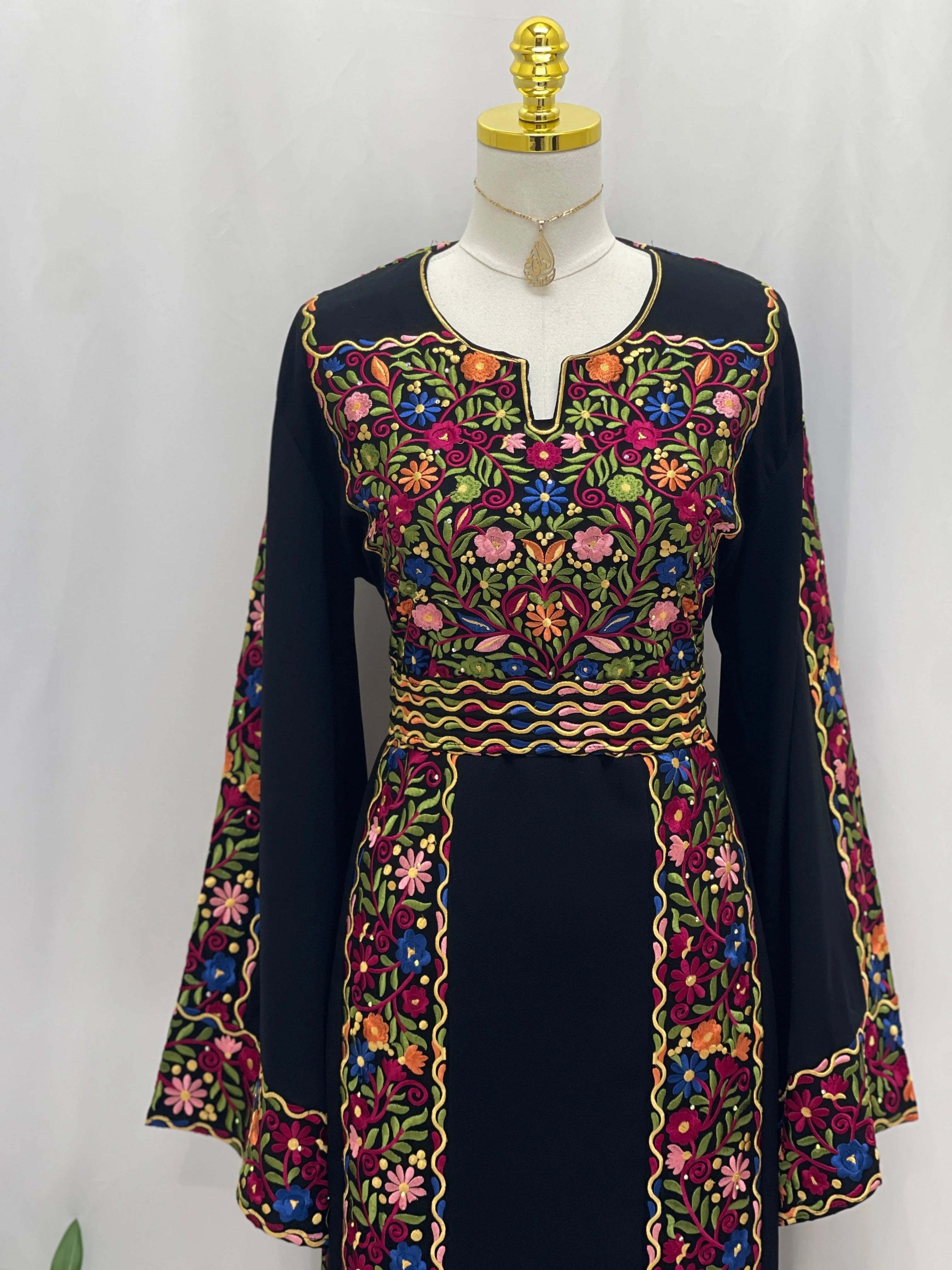 Floral Essence Embroidered Thobe: A traditional Palestinian Embroidered dress - Palestinian Elegance