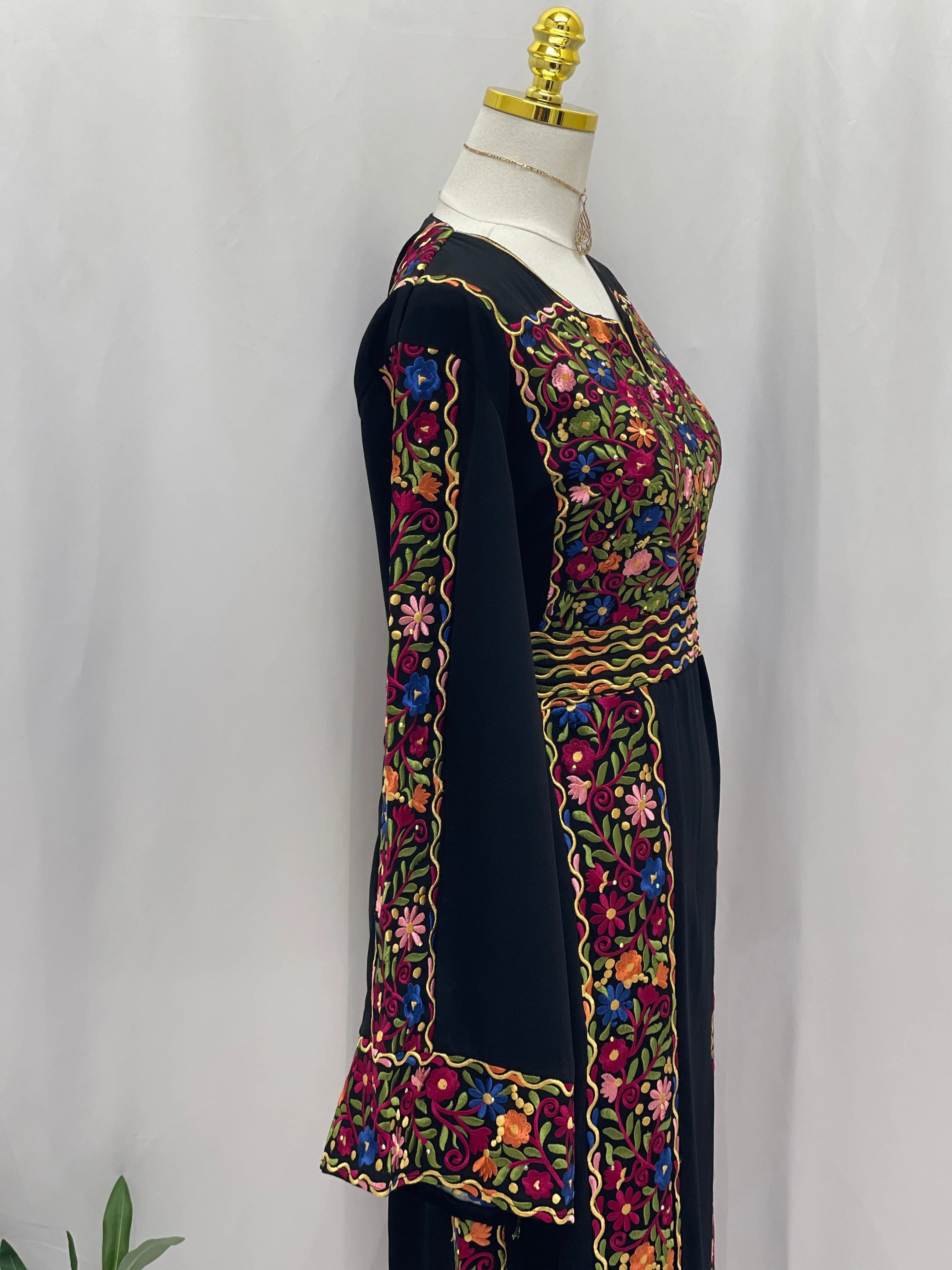 Floral Essence Embroidered Thobe: A traditional Palestinian Embroidered dress - Palestinian Elegance
