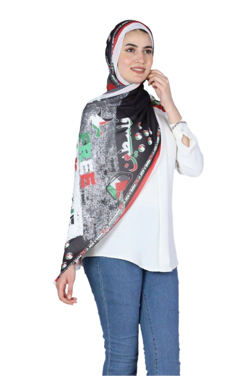 Free Palestine Hijab with Palestine Bird Design Palestinian Elegance