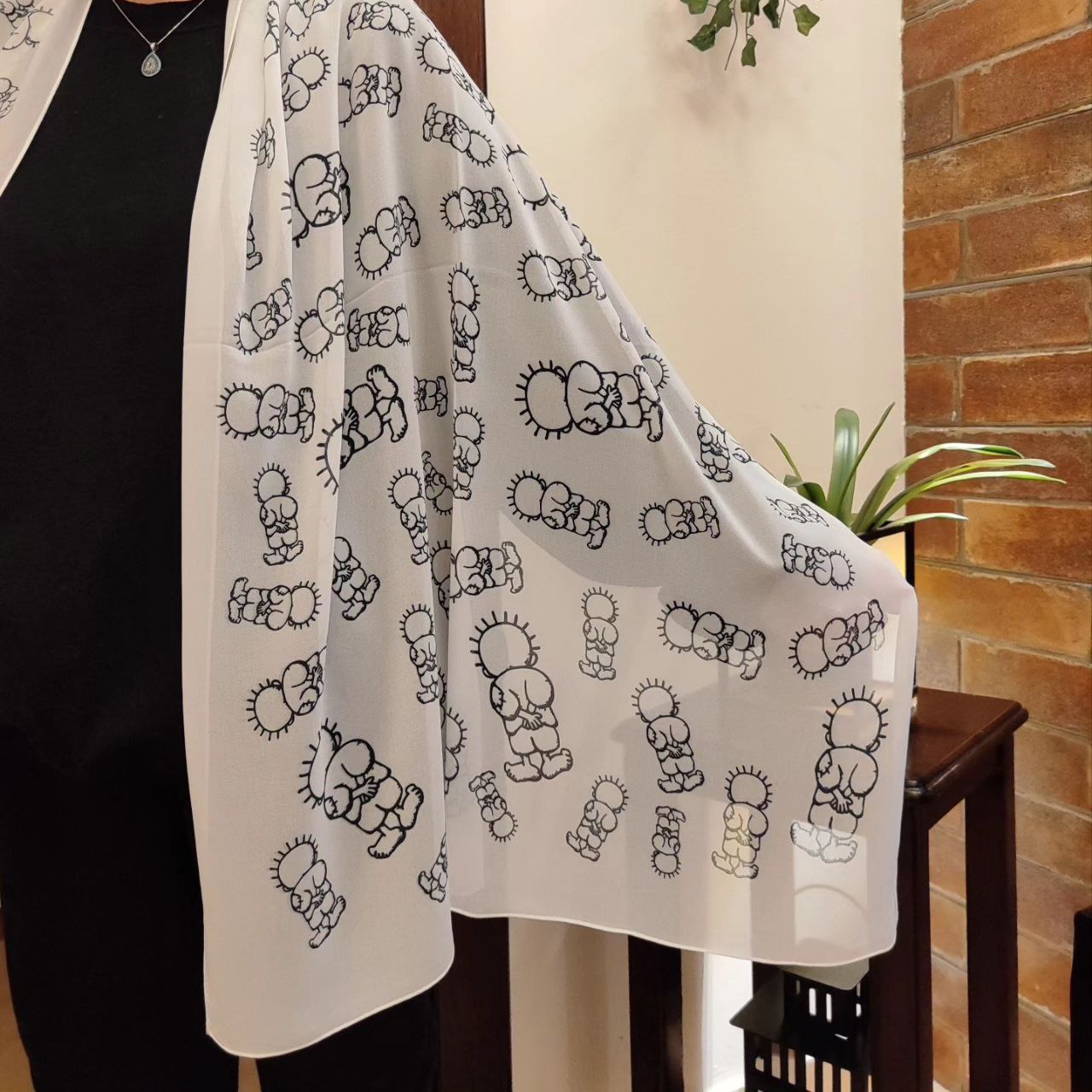 Handala Kuffiyeh Print High-Quality Chiffon Hijab Palestinian Elegance