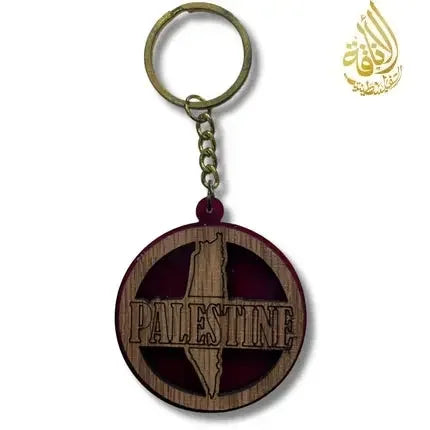 Handmade Red Wood Palestine Map Keychain Accessory Palestinian Elegance