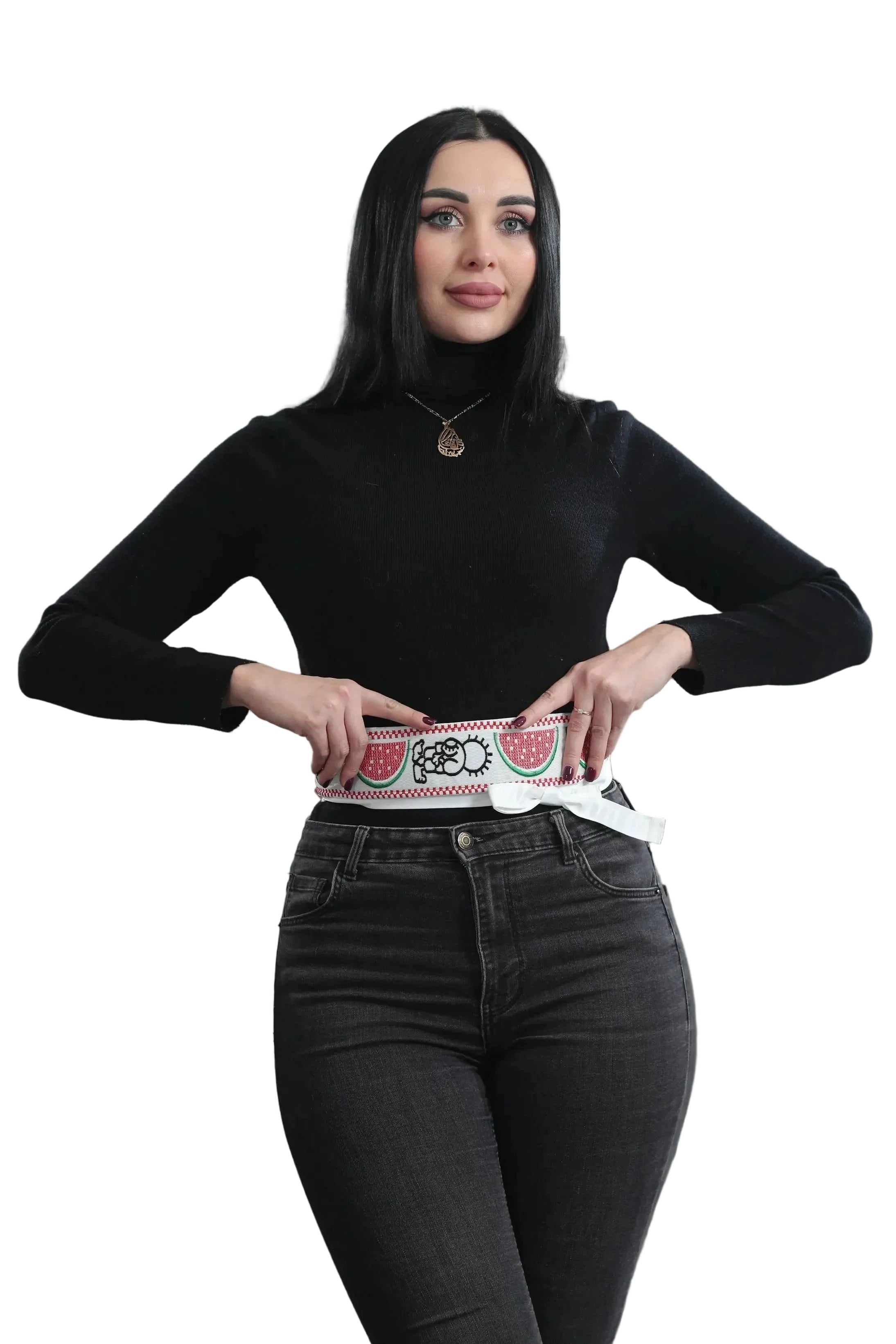 Hanzala Watermelon Embroidered Waist Belt Palestinian Elegance