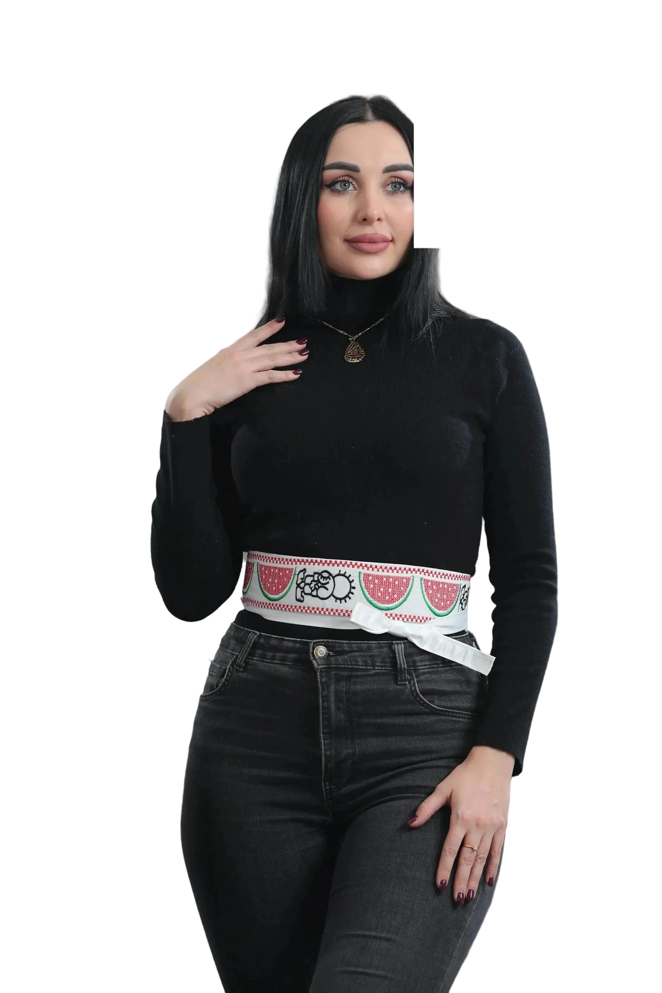 Hanzala Watermelon Embroidered Waist Belt Palestinian Elegance