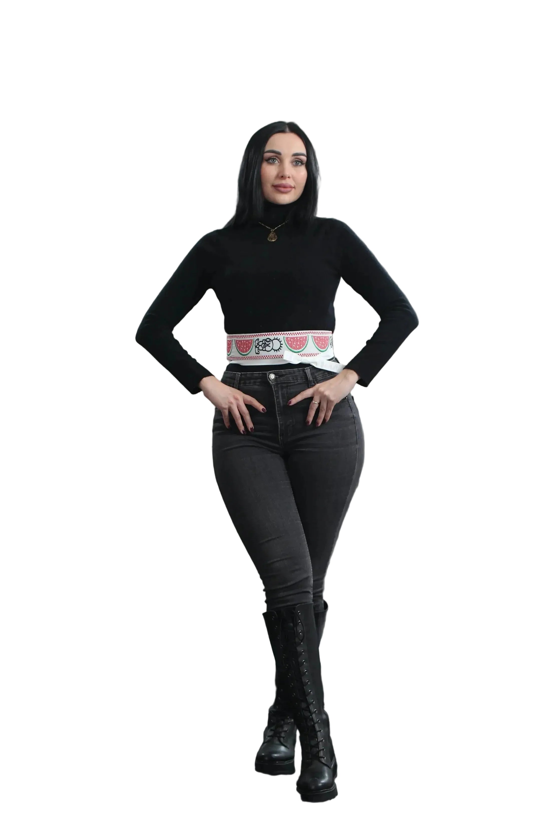 Hanzala Watermelon Embroidered Waist Belt Palestinian Elegance
