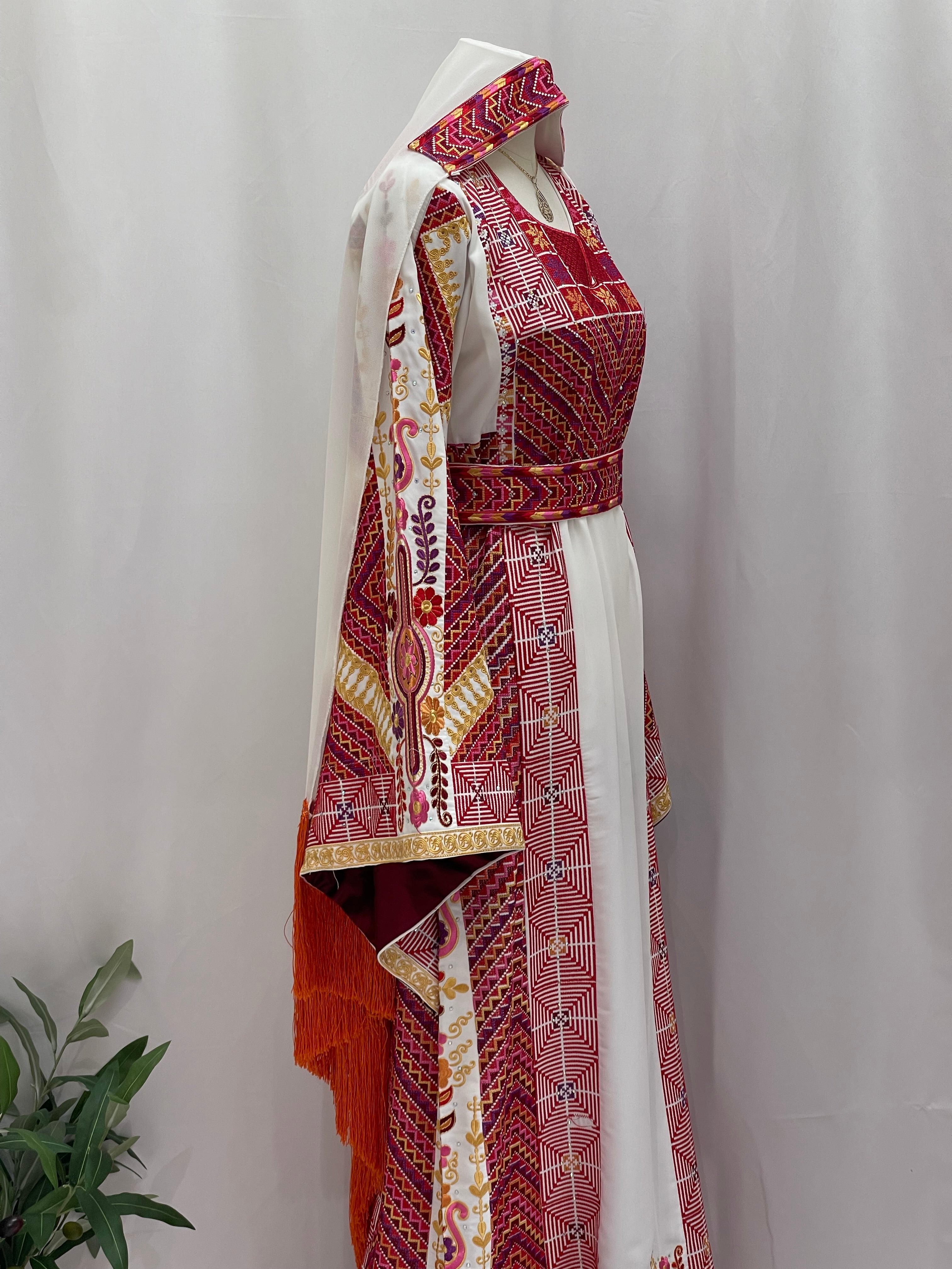 Hidaya Embroidered Thoub | Belted Cultural Elegance - Palestinian Elegance