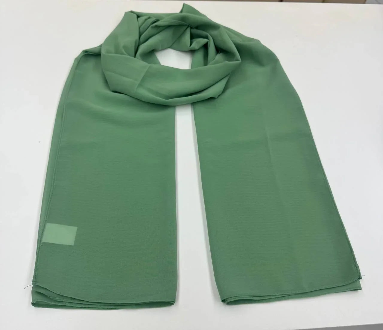 High quality Chiffon Hijab in soft green color, perfect for stylish layering and daily wear
