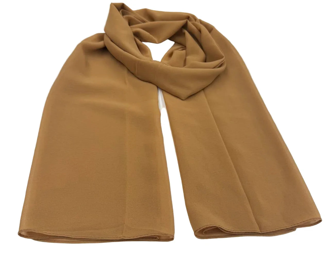 High Quality Chiffon Hijab in a sleek caramel tone perfect for elegant styling