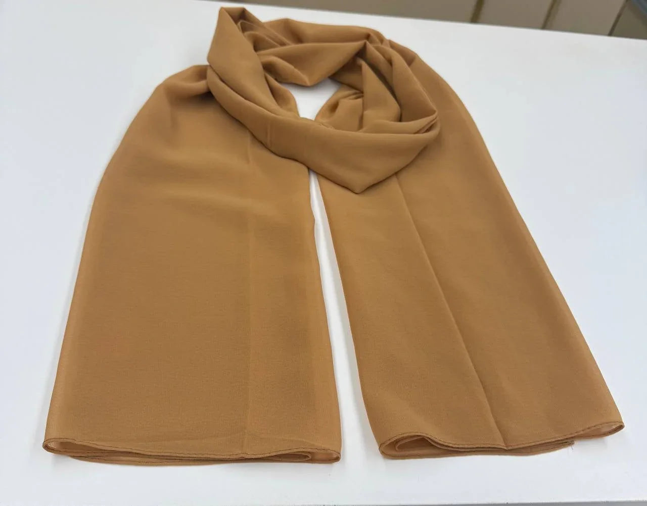 High Quality Chiffon Hijab in a warm caramel color, perfect for a stylish look and comfortable wear