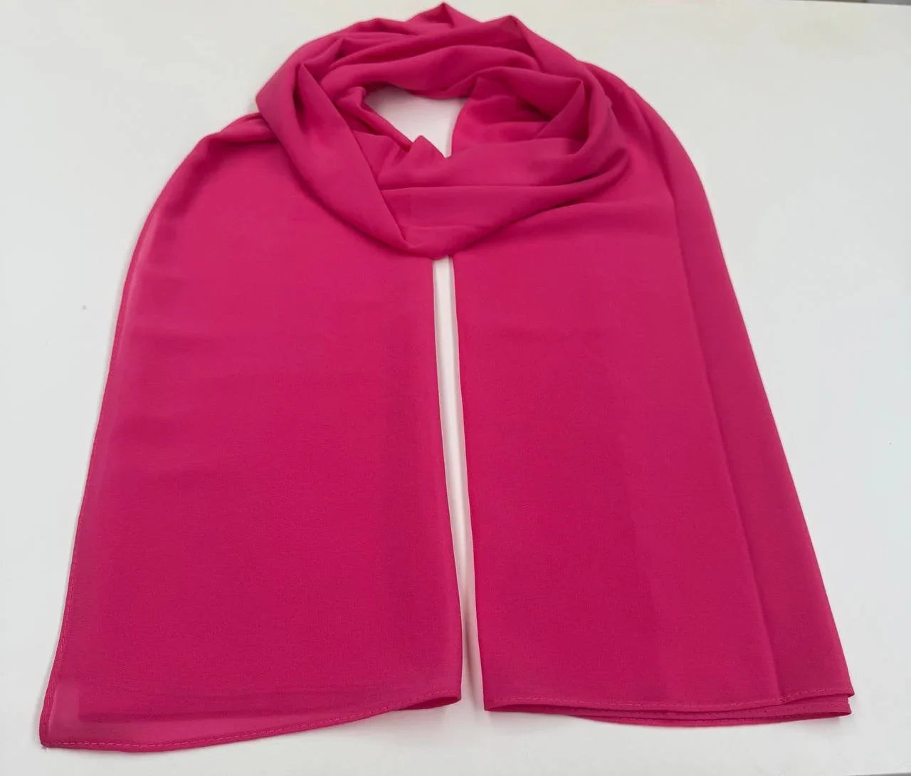 High Quality Chiffon Hijab in vibrant pink, soft and lightweight for elegant everyday wear