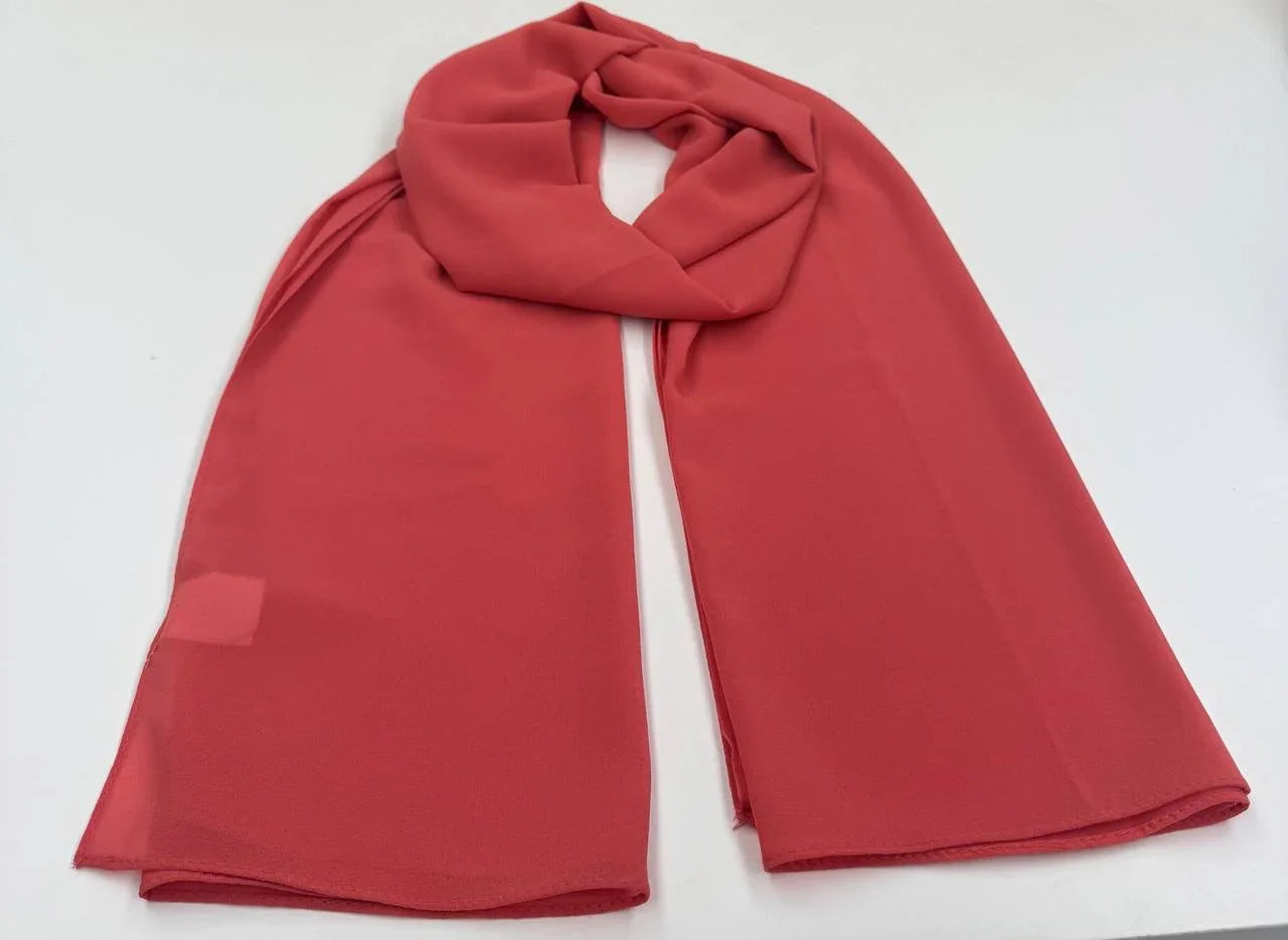 High Quality Chiffon Hijab in Coral Color, Soft and Lightweight for Daily Wear