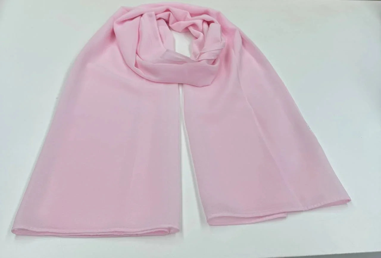 Light pink High Quality Chiffon Hijab draped elegantly for stylish headwear options
