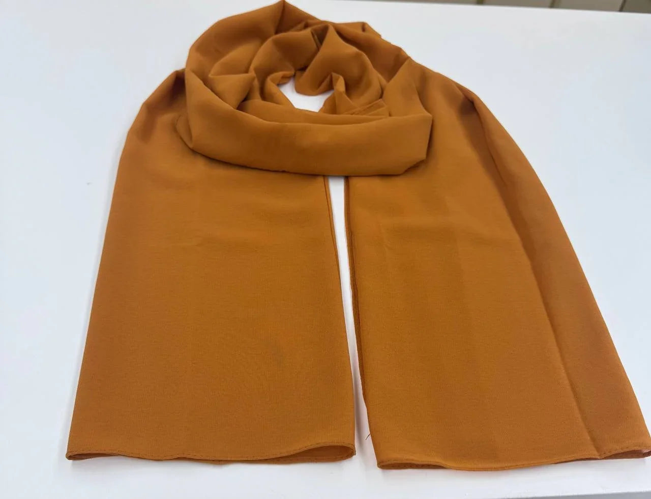 High Quality Chiffon Hijab in warm brown color, lightweight and soft for elegant styling.