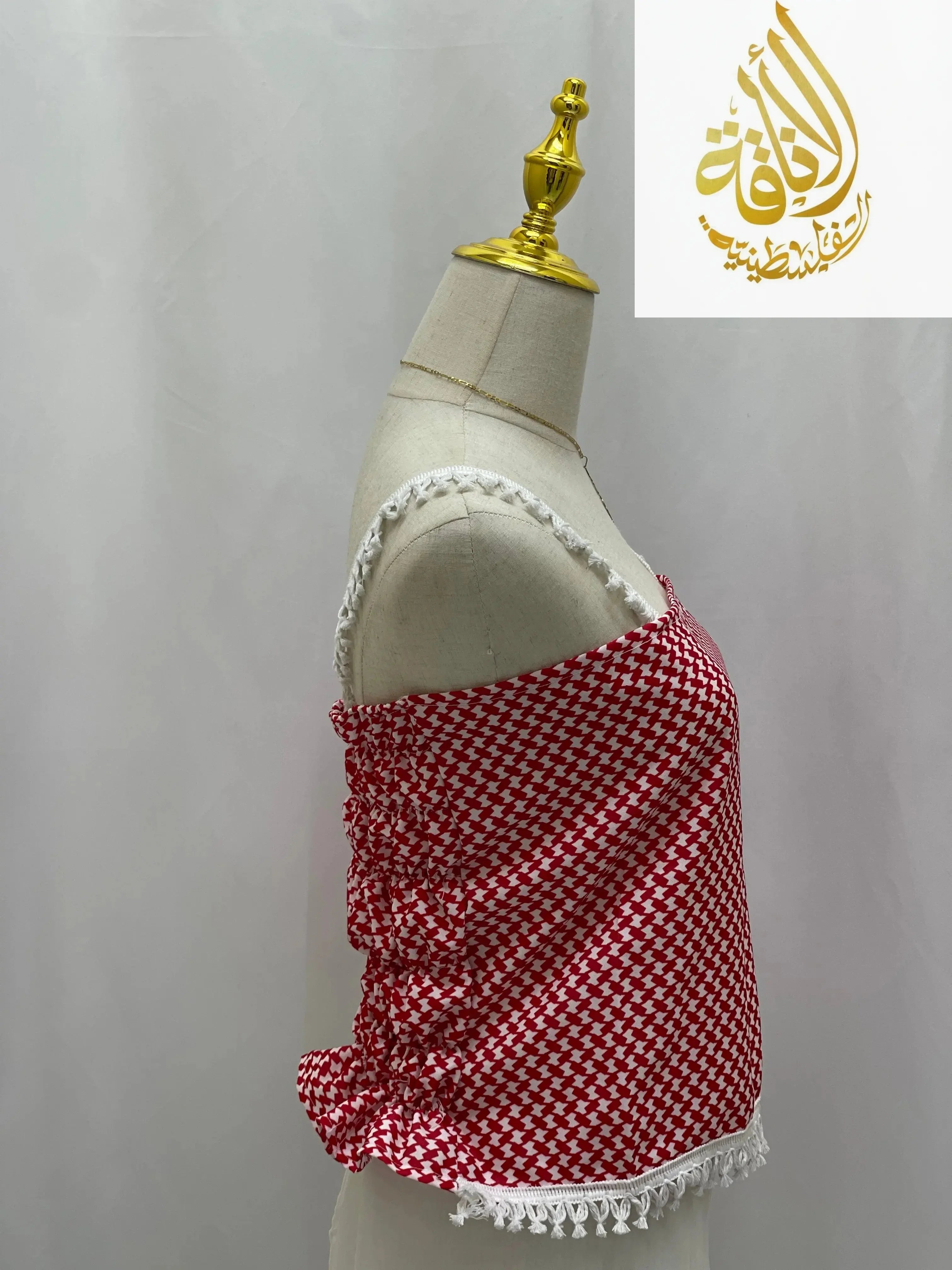 High-Quality Red Kuffiyeh Smagh Cropped Top: Bold Tradition Meets Modern Style Palestinian Elegance