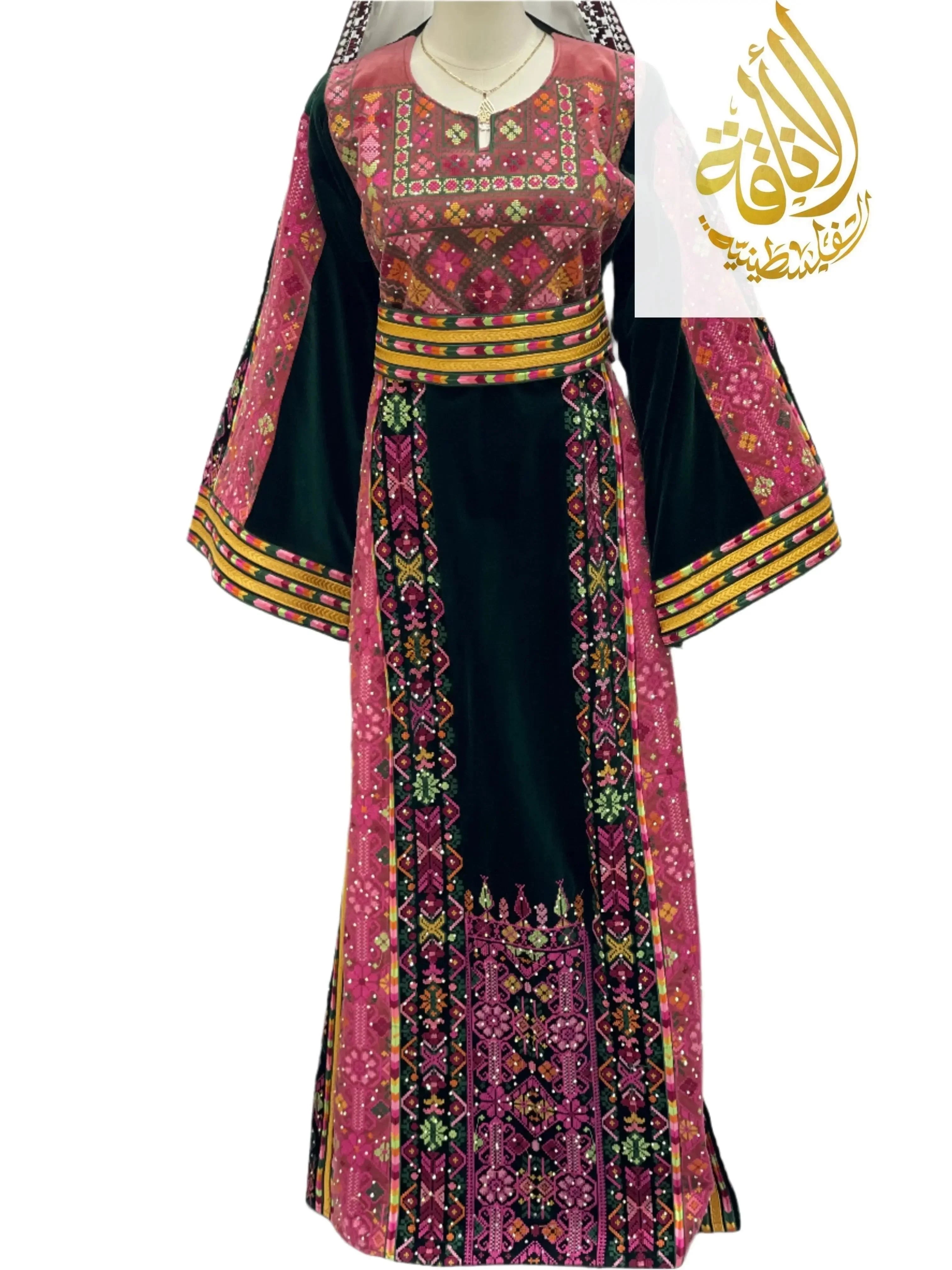 High Quality Velvet Embroidered Thoub Palestinian Elegance