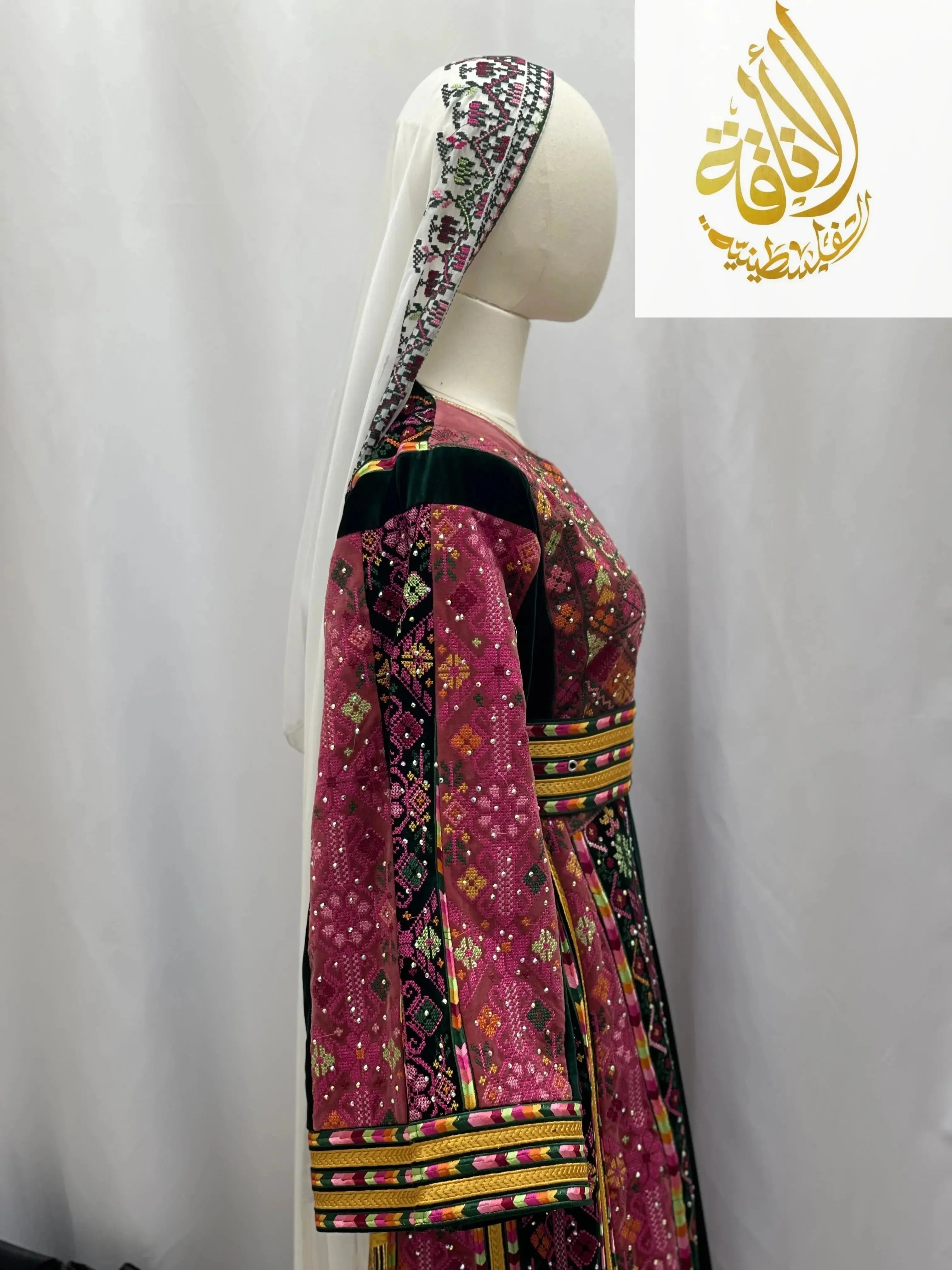 High Quality Velvet Embroidered Thoub Palestinian Elegance
