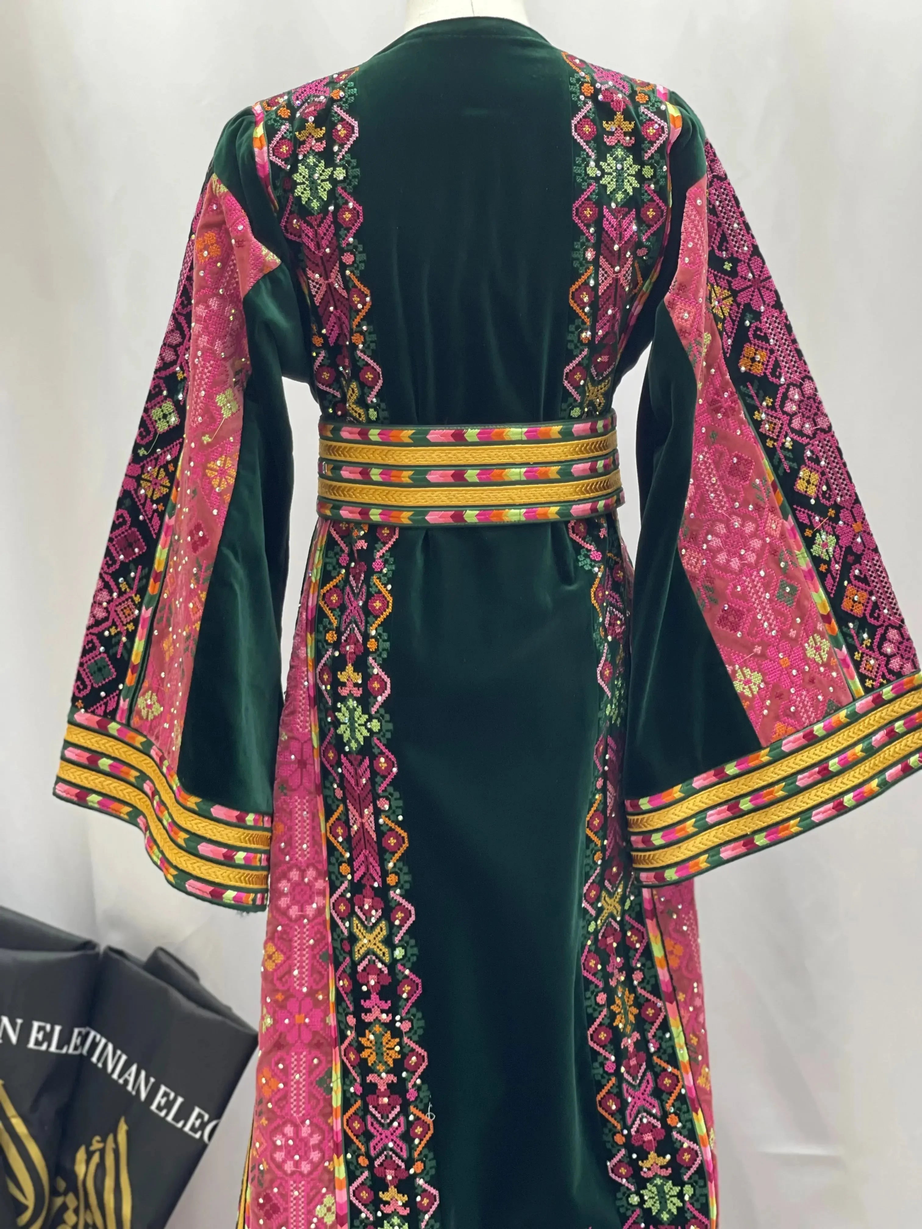 High Quality Velvet Embroidered Thoub Palestinian Elegance