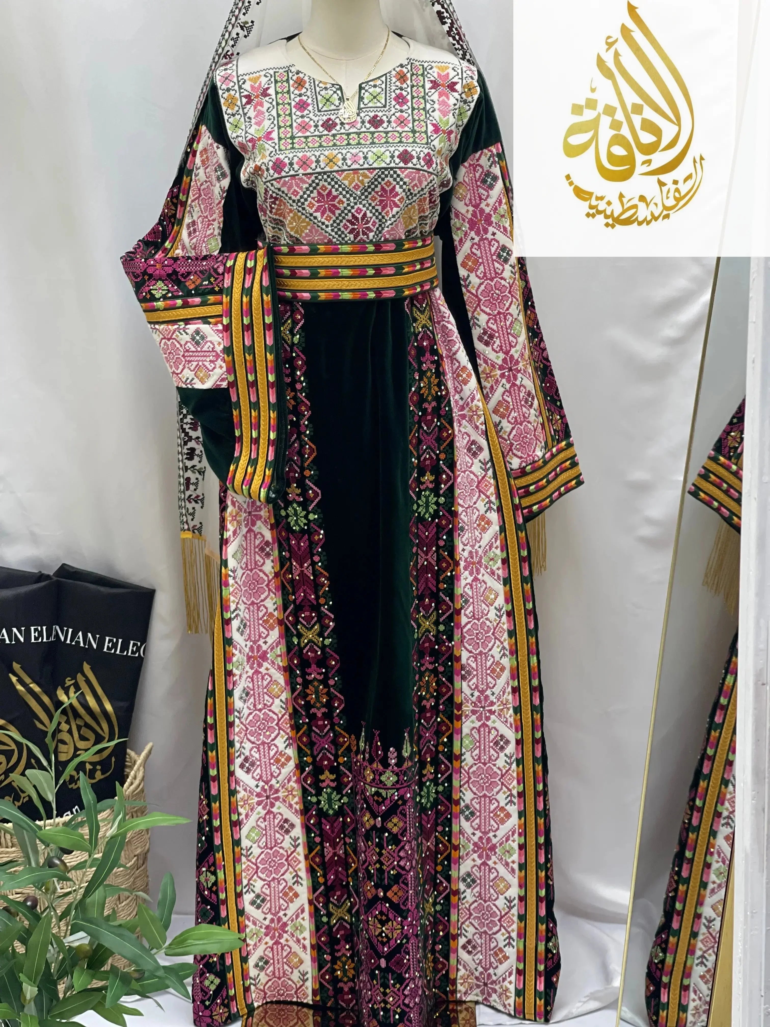 High Quality Velvet Embroidered Thoub Palestinian Elegance